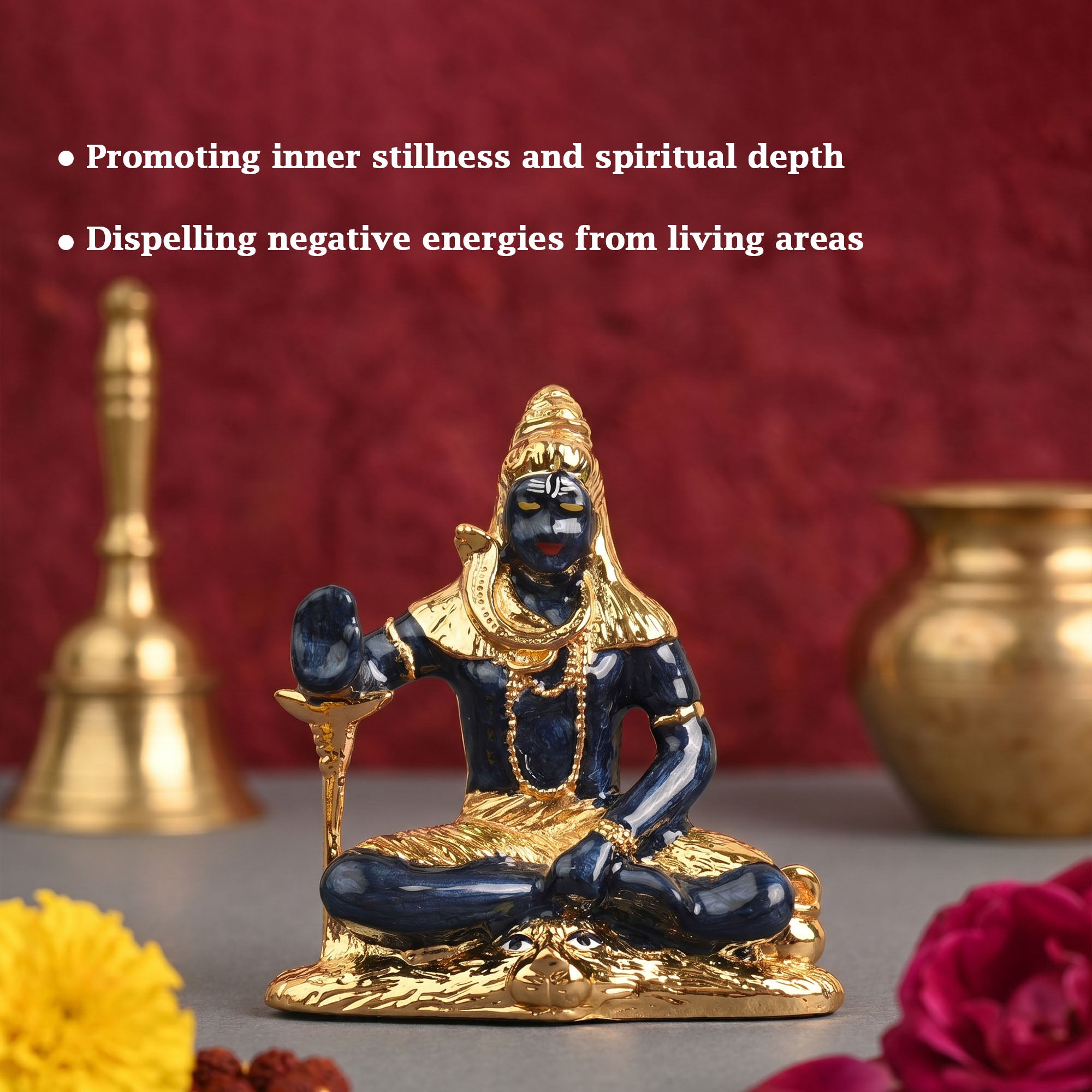 24K Gold Plated Meditating Shiva Idol