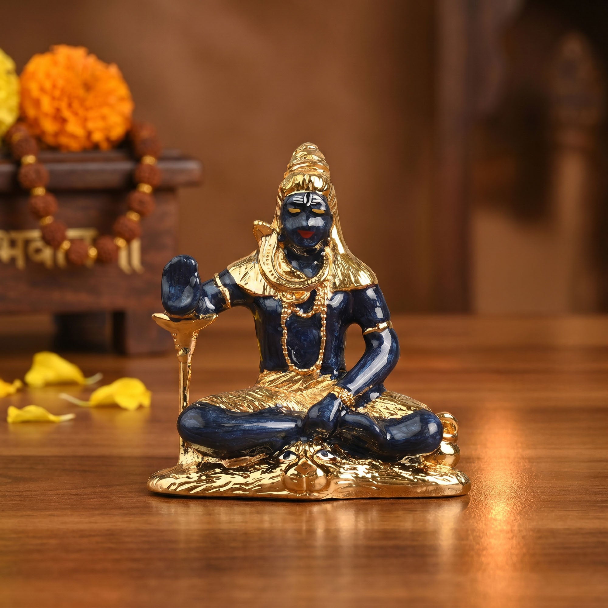 24K Gold Plated Meditating Shiva Idol