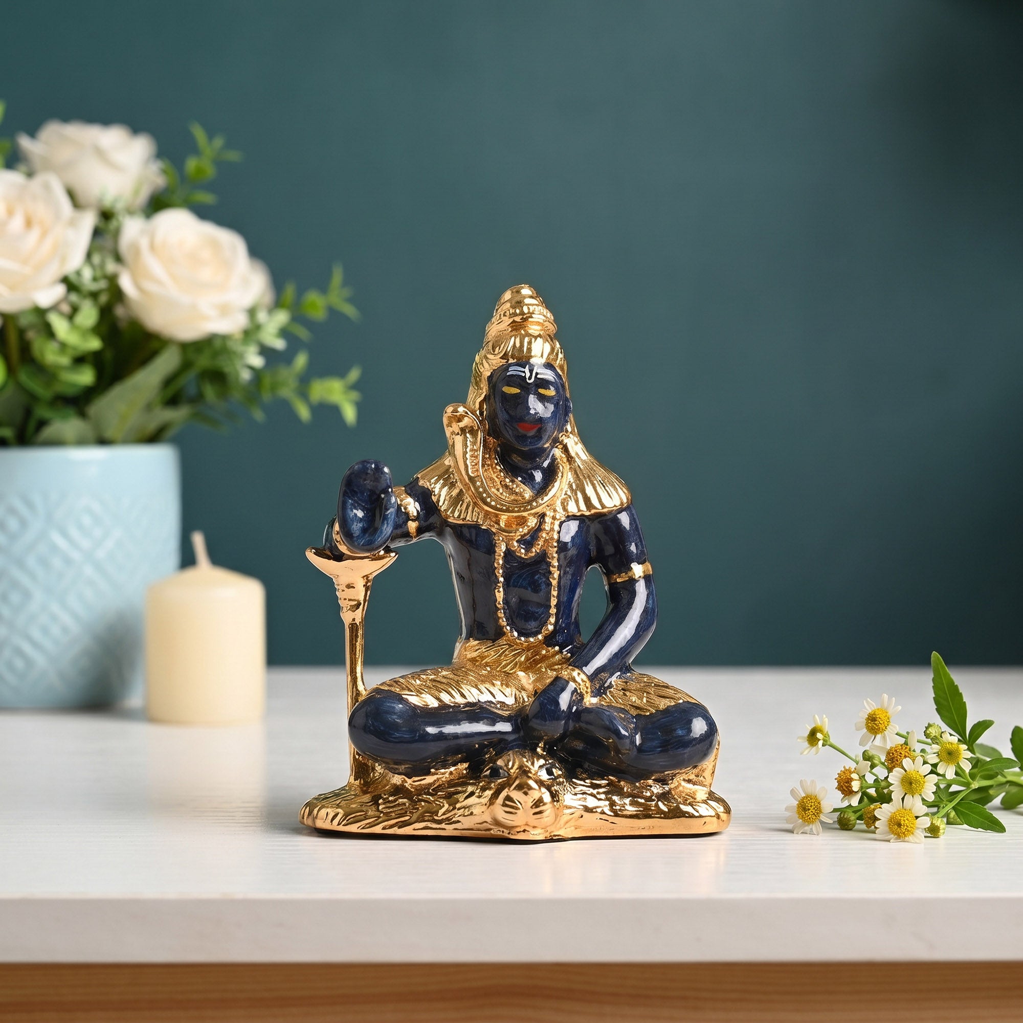 24K Gold Plated Meditating Shiva Idol