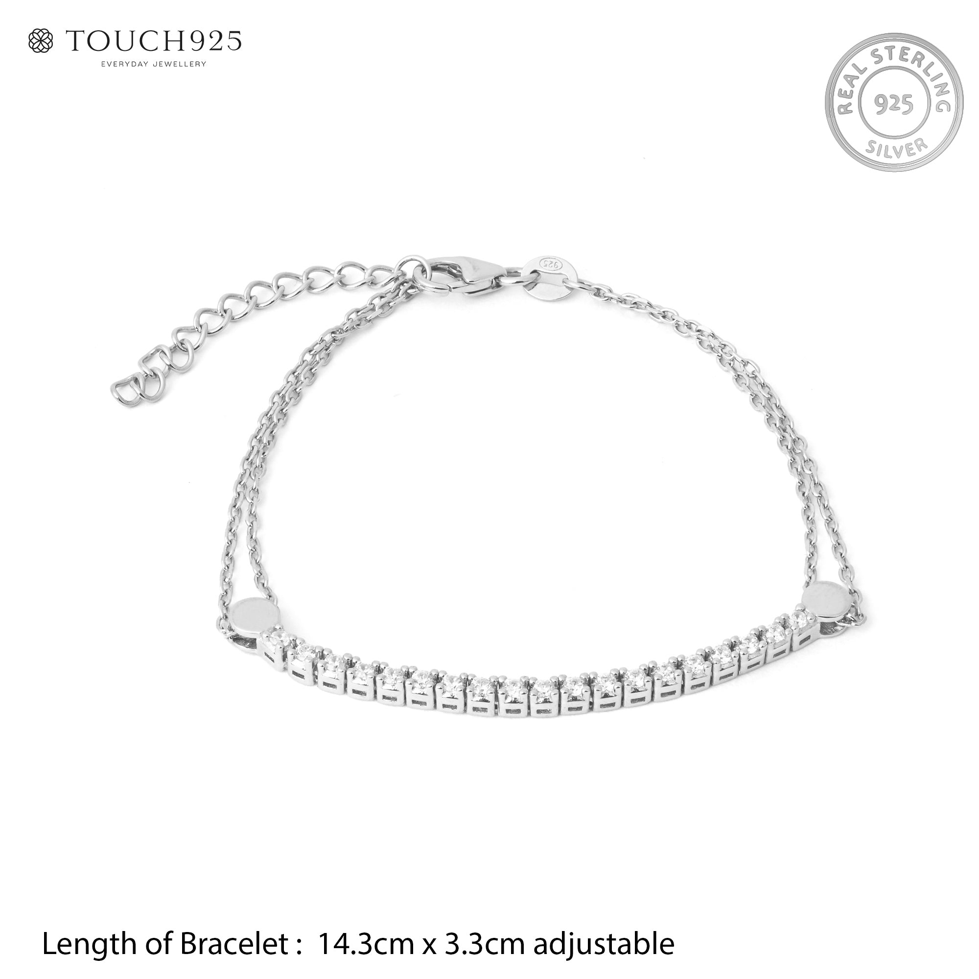 Minimal CZ Bar Silver Bracelet