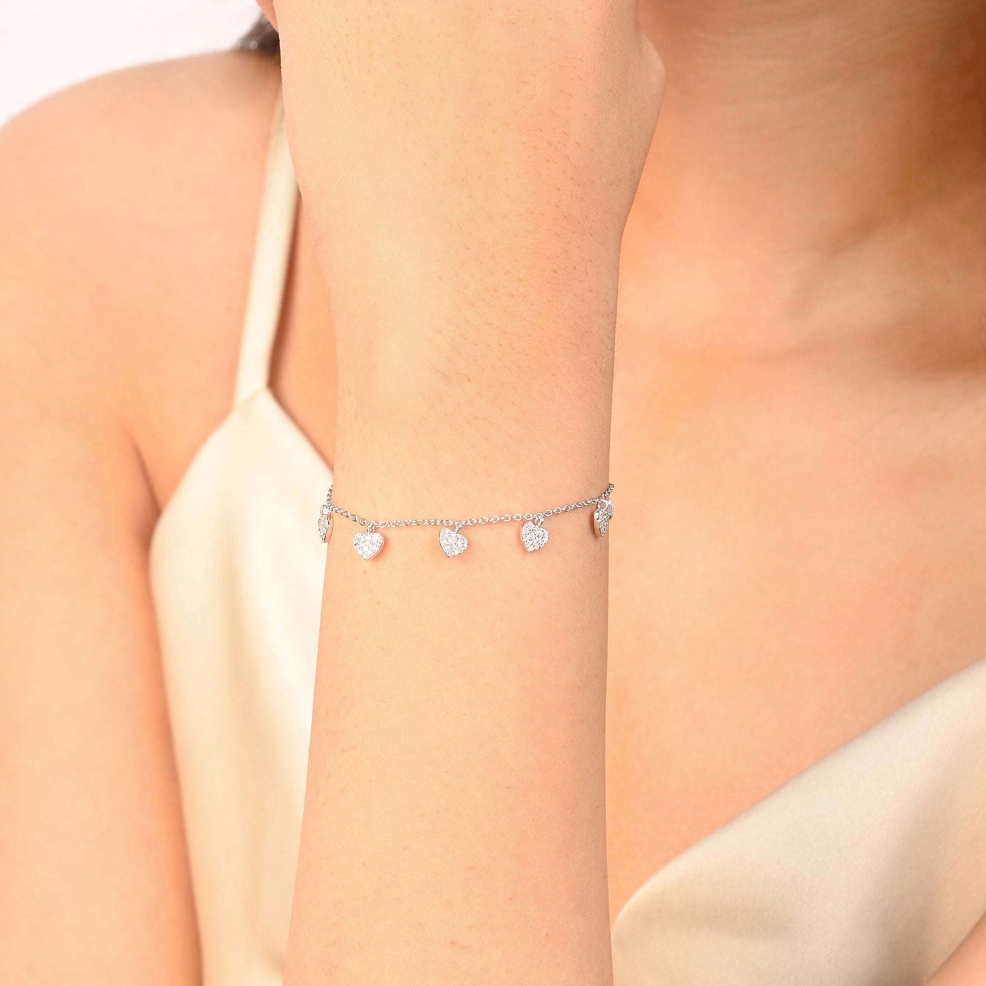 Pavé Heart Charm Bracelet