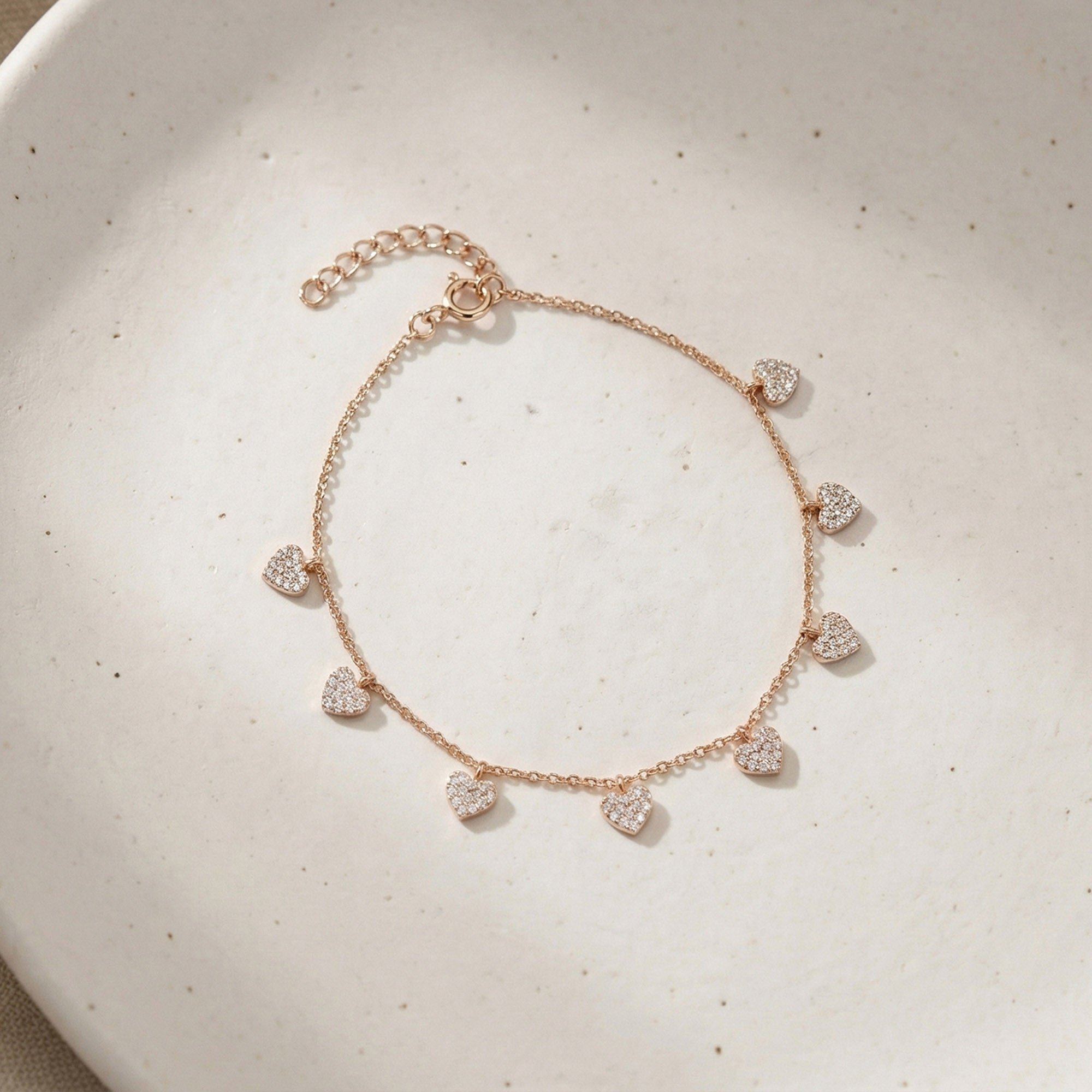 Pavé Heart Charm Bracelet