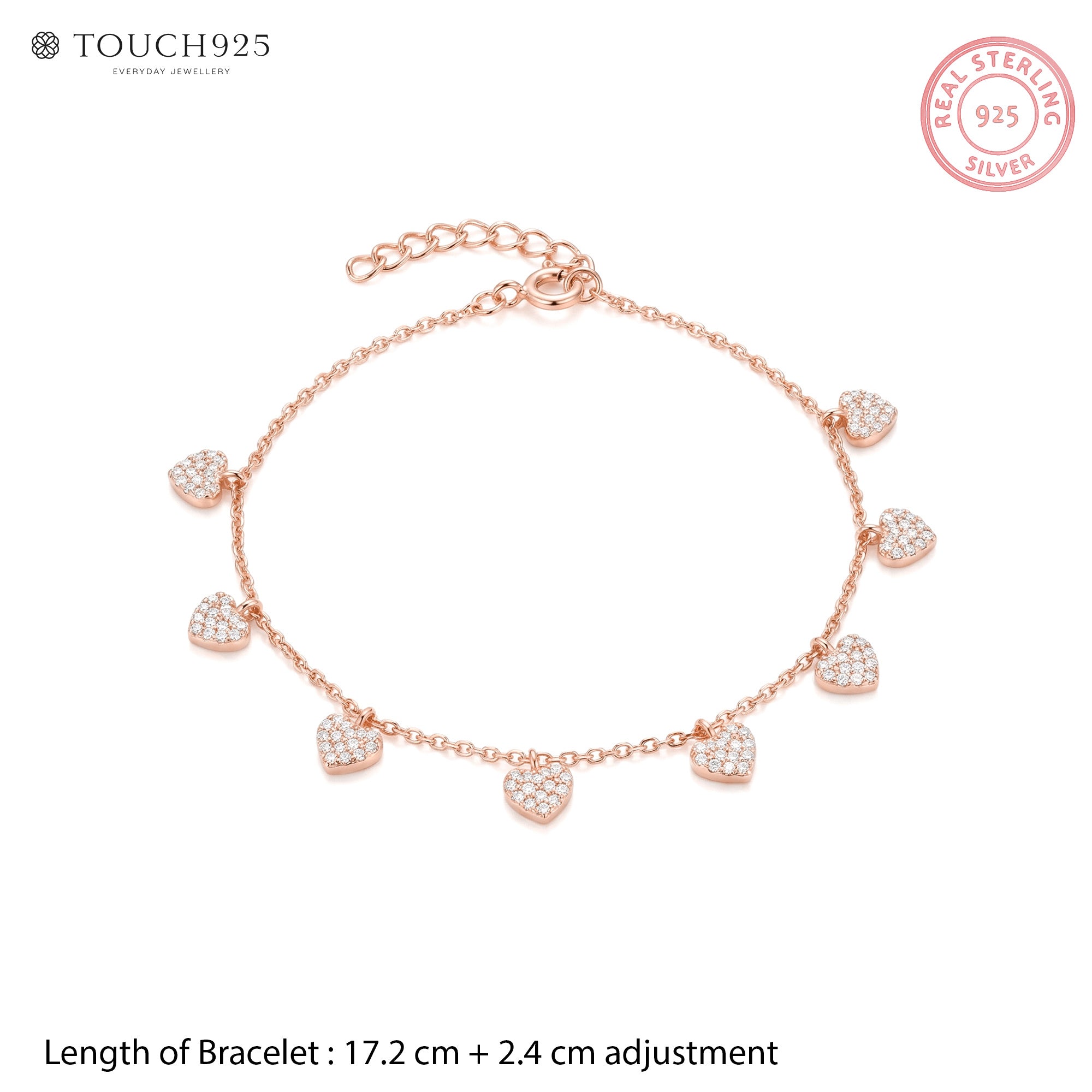 Pavé Heart Charm Bracelet