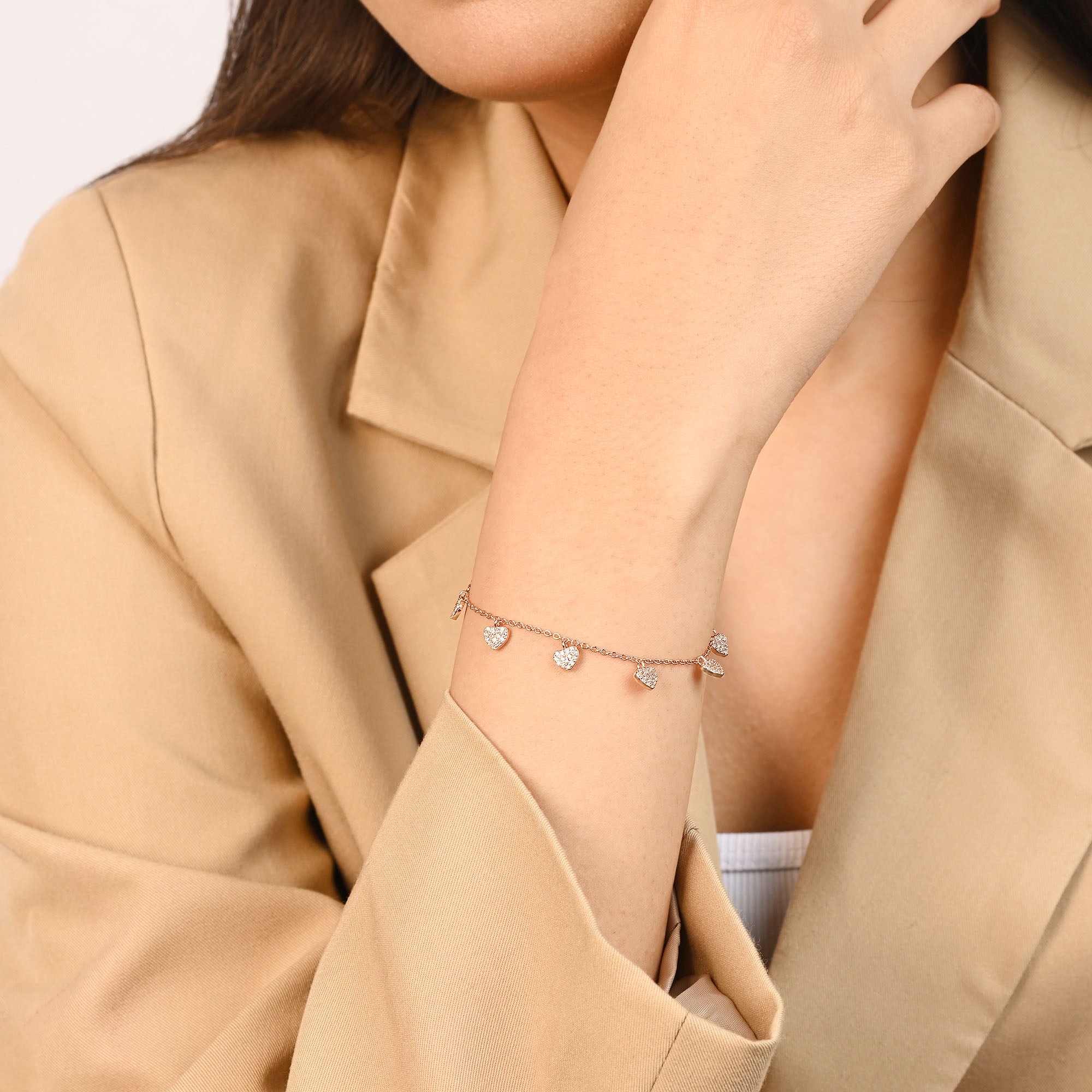 Pavé Heart Charm Bracelet