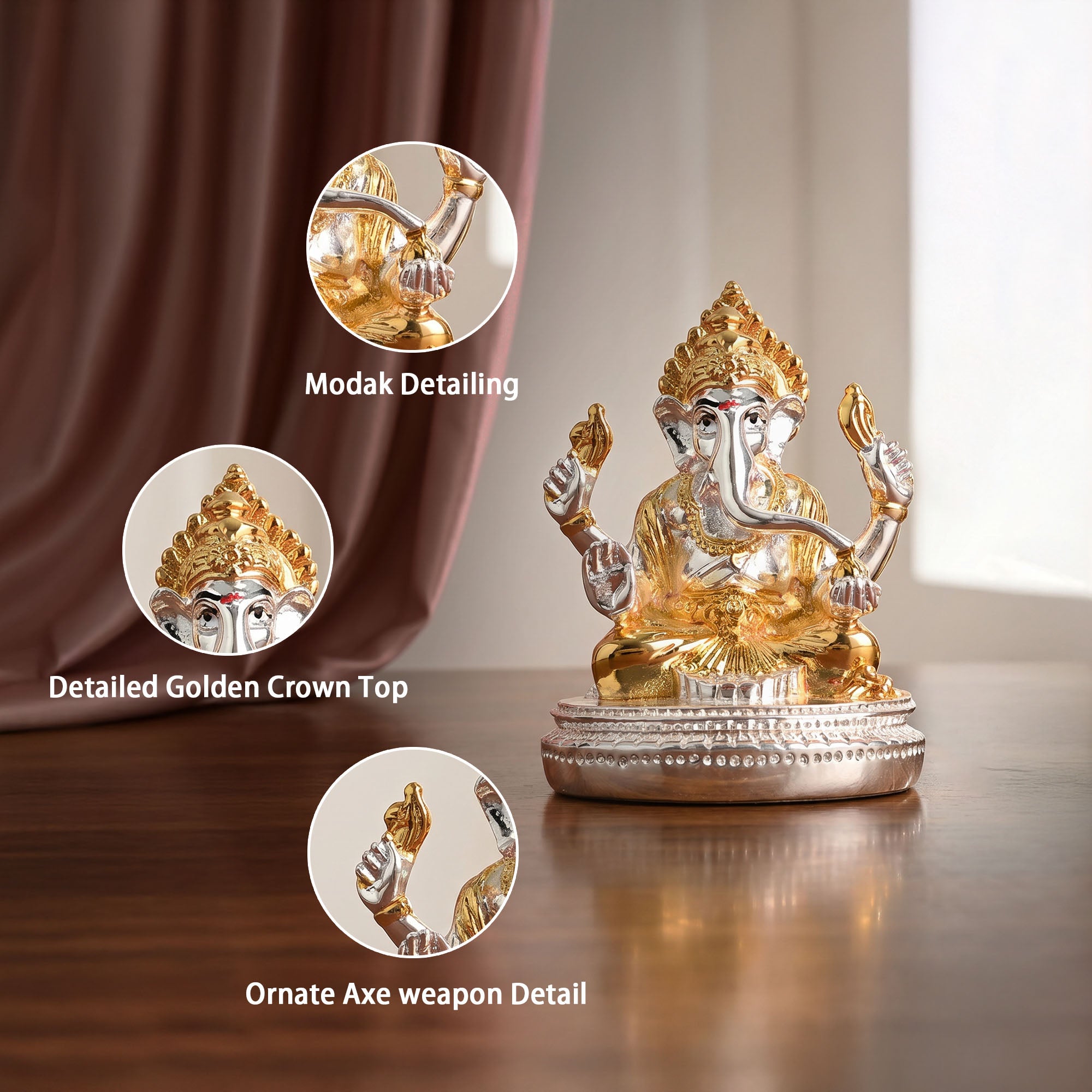 24K Gold Plated Dual Tone Ganesha Idol