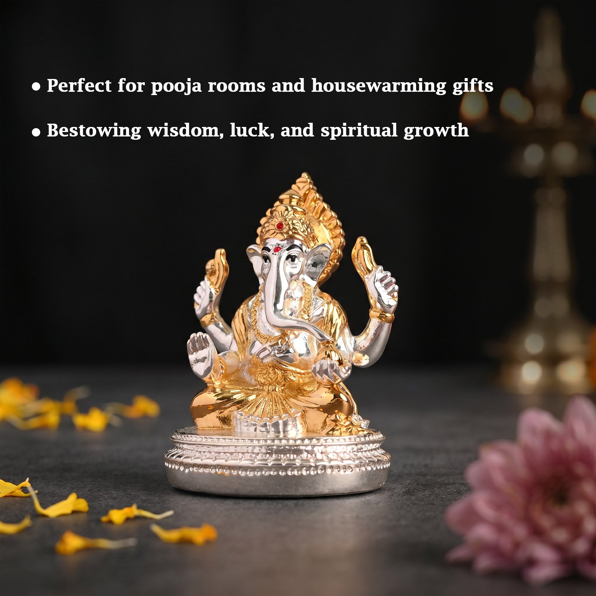 24K Gold Plated Dual Tone Ganesha Idol