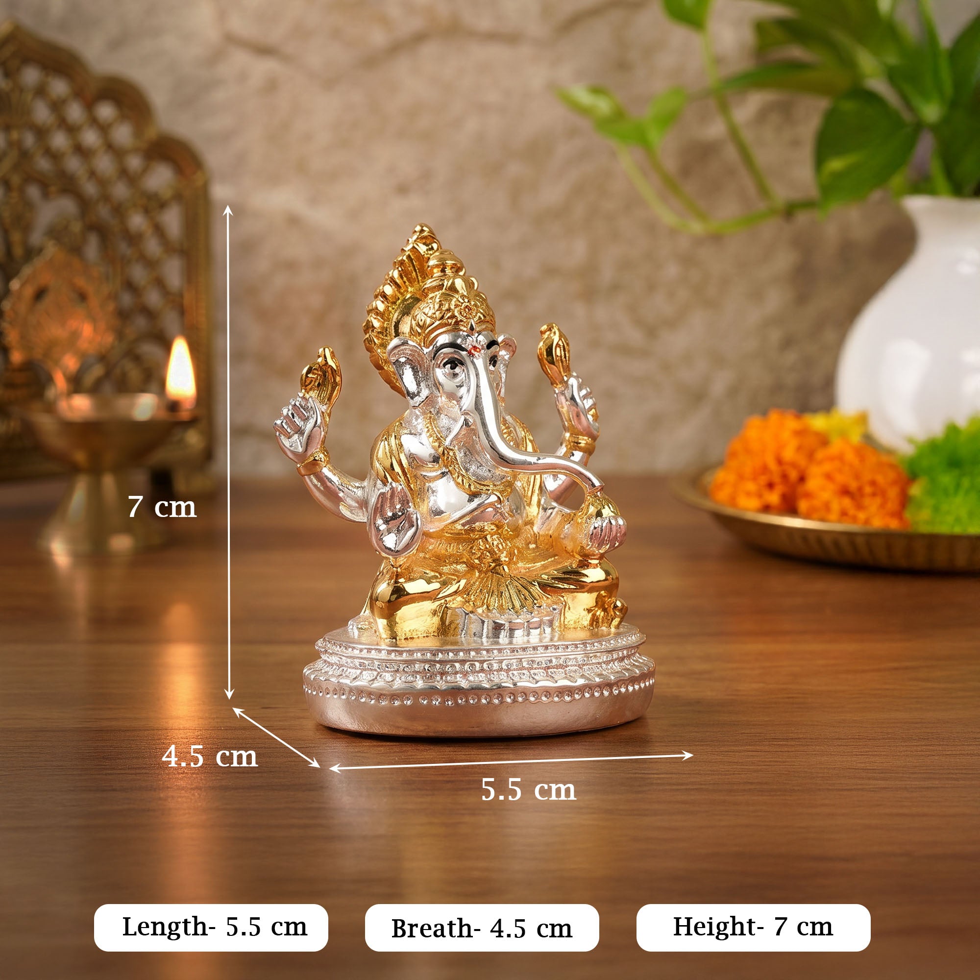 24K Gold Plated Dual Tone Ganesha Idol