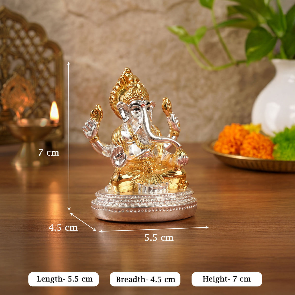 24K Gold Plated Dual Tone Ganesha Idol