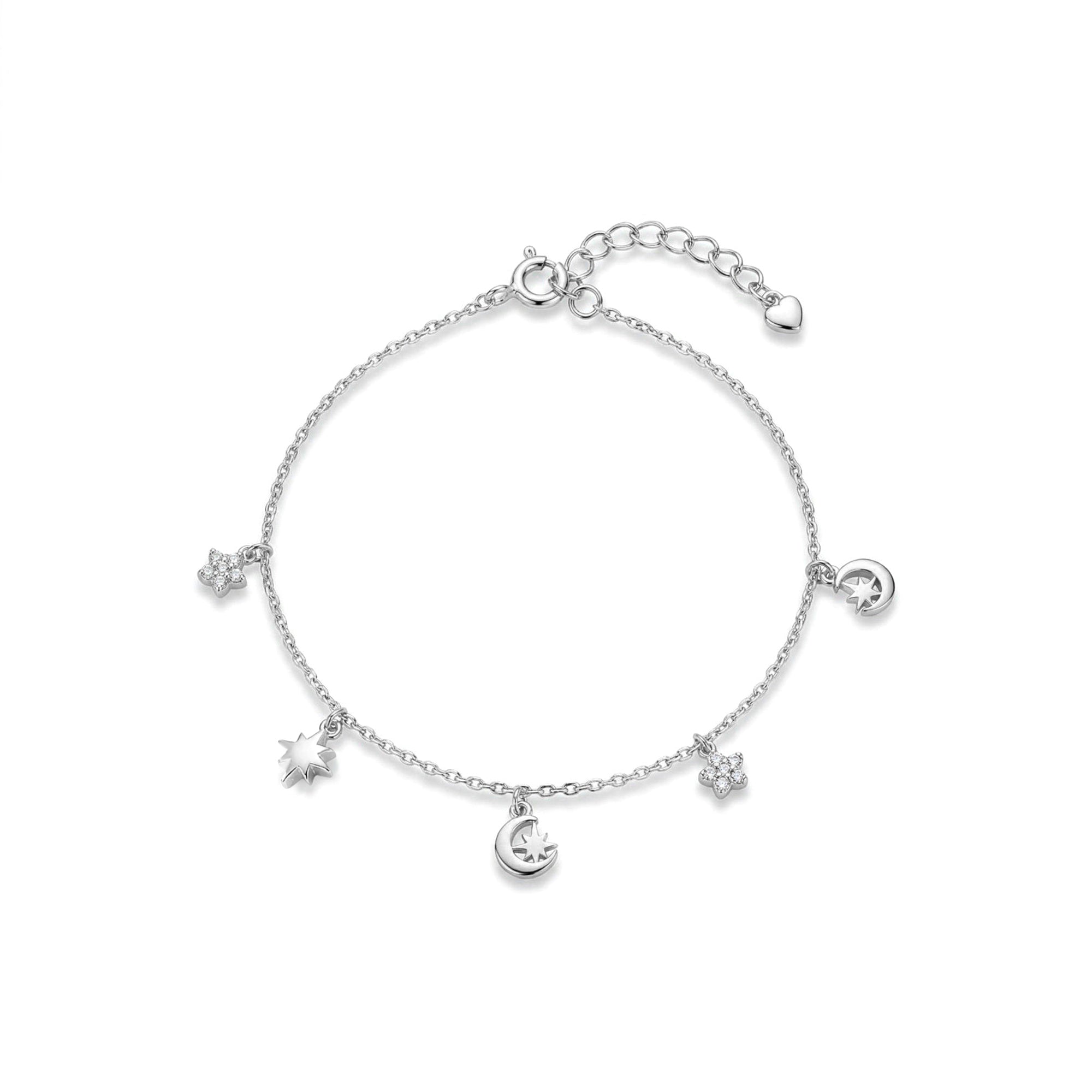 Moon & Star Charm Bracelet - Touch925 Silver Jewellery