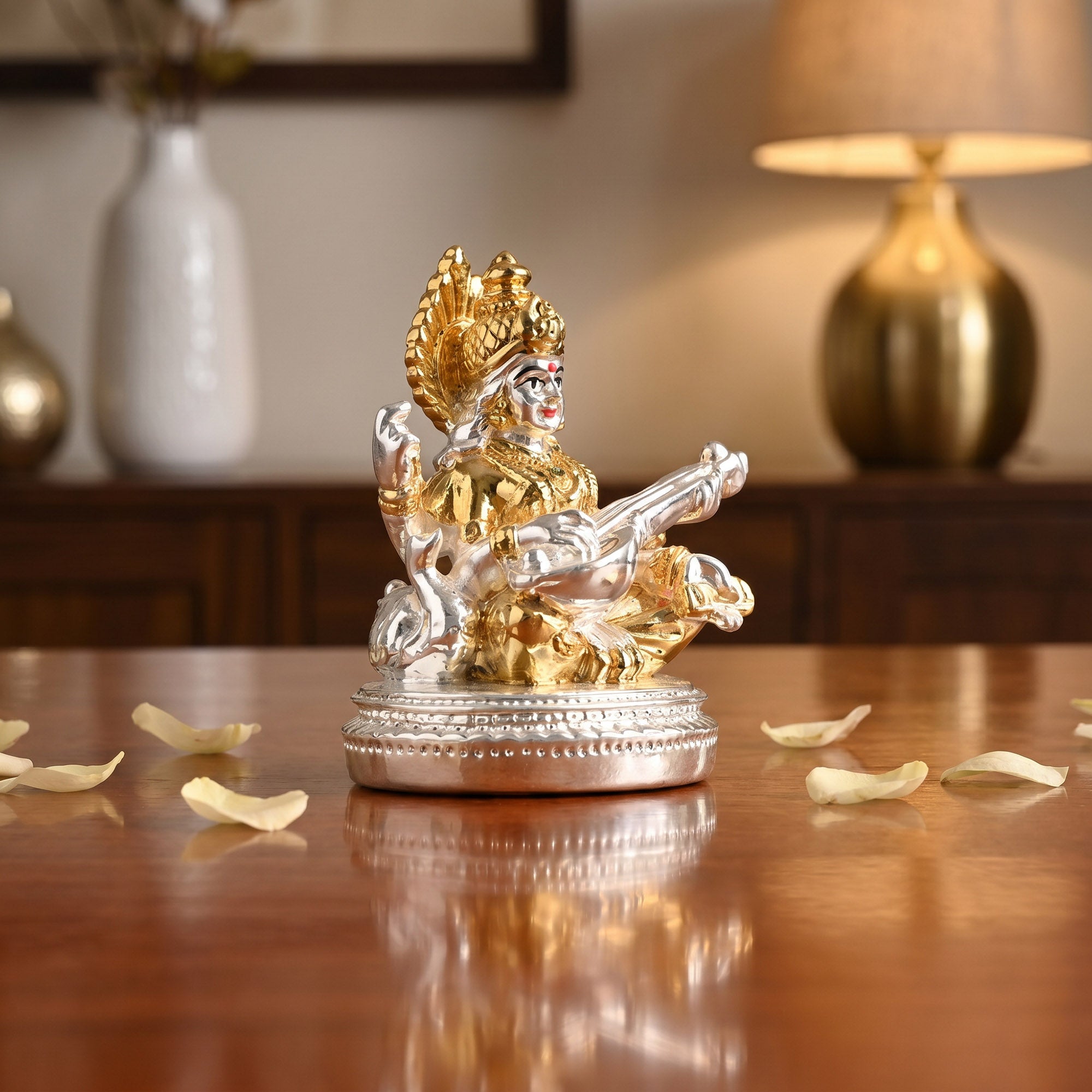 24K Gold Plated Dual Tone Saraswati Idol