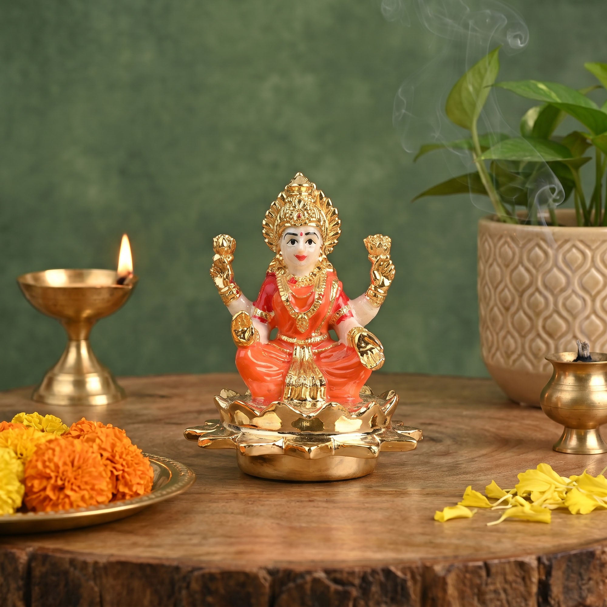 24K Gold Plated Sitting Lakshmi Idol