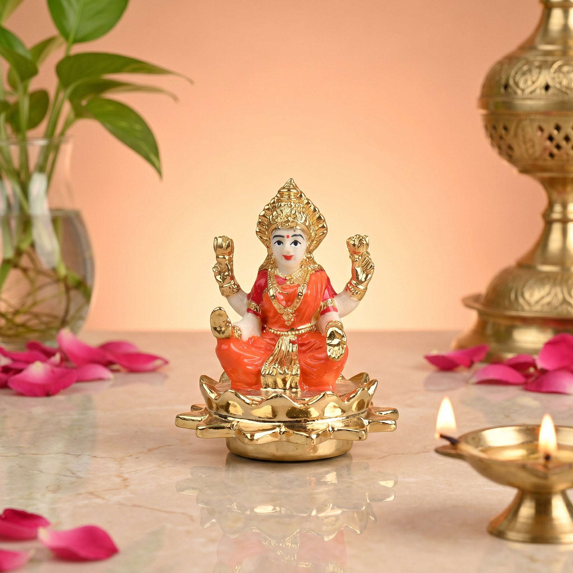 24K Gold Plated Sitting Lakshmi Idol