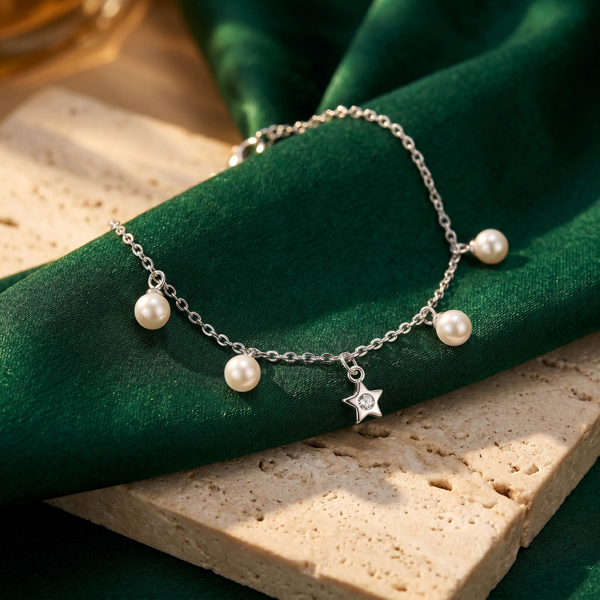 Star Pearl Charm Bracelet