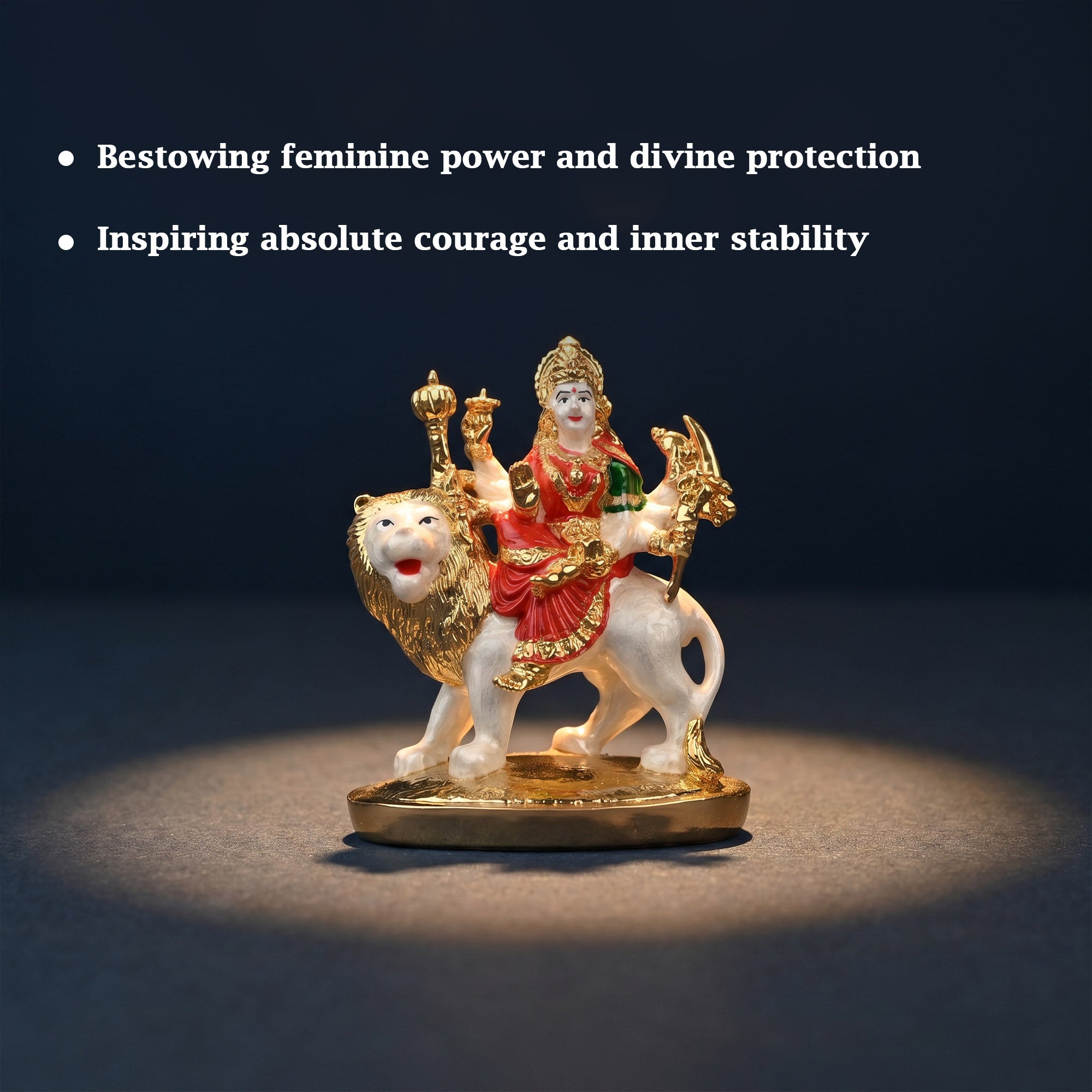 24K Gold Plated Durga Lion Ride Idol