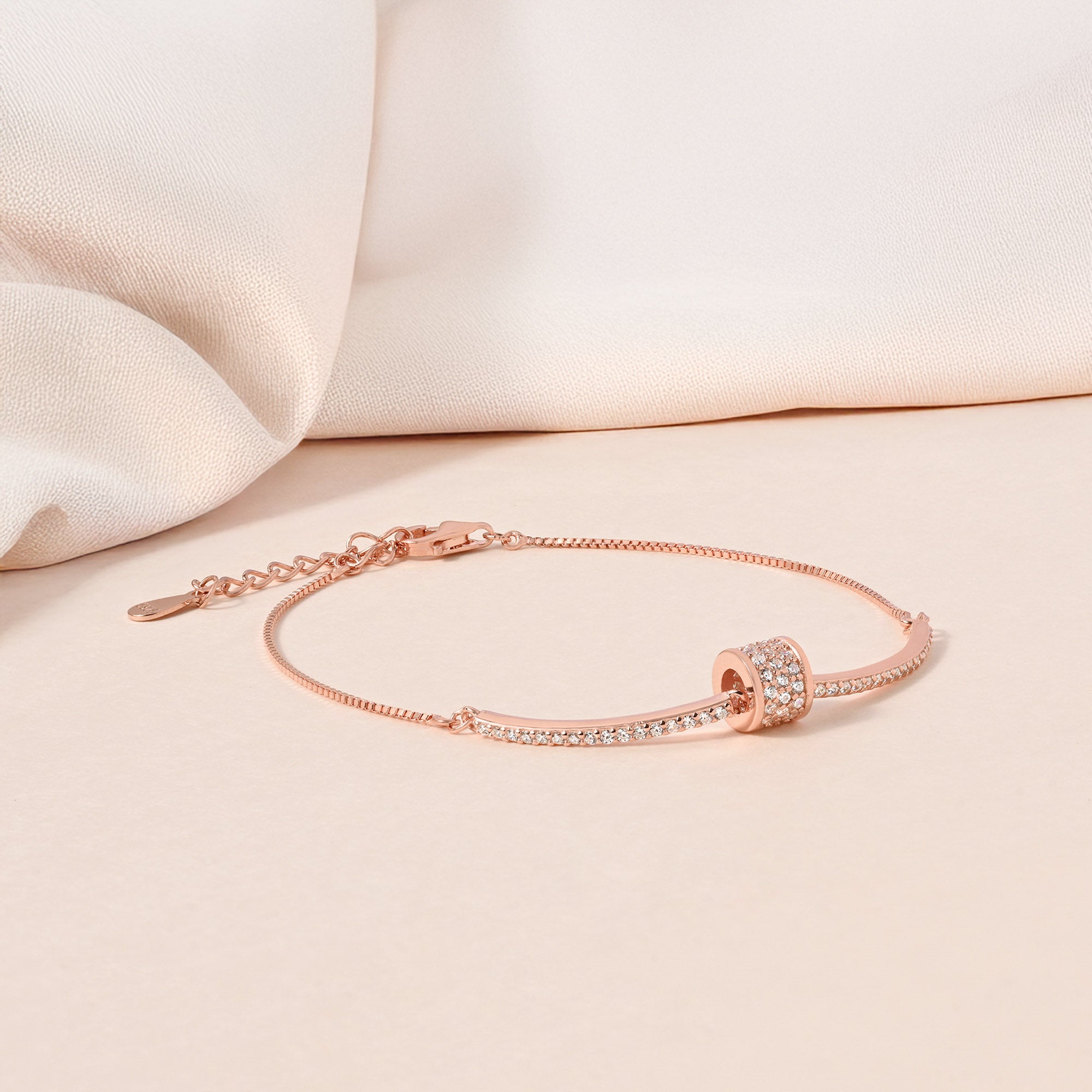 Pavé Curve Silver Bracelet