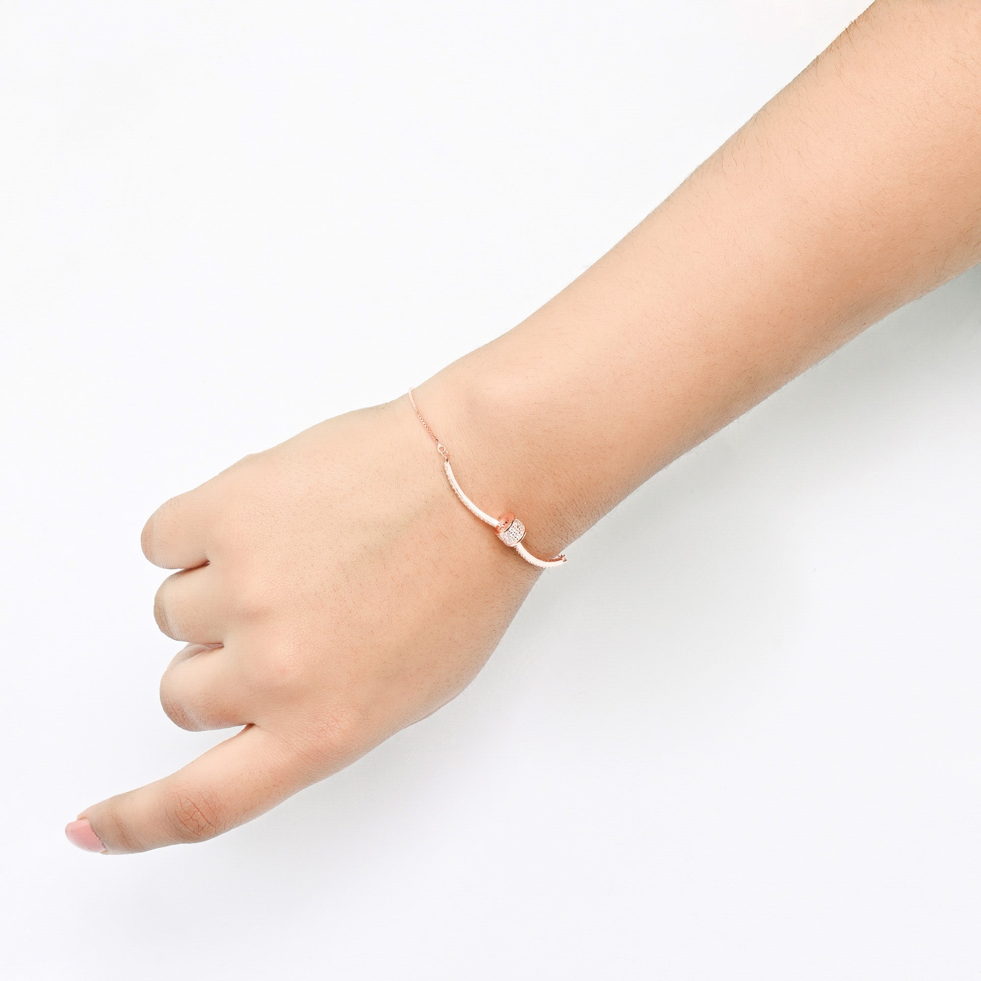 Pavé Curve Silver Bracelet