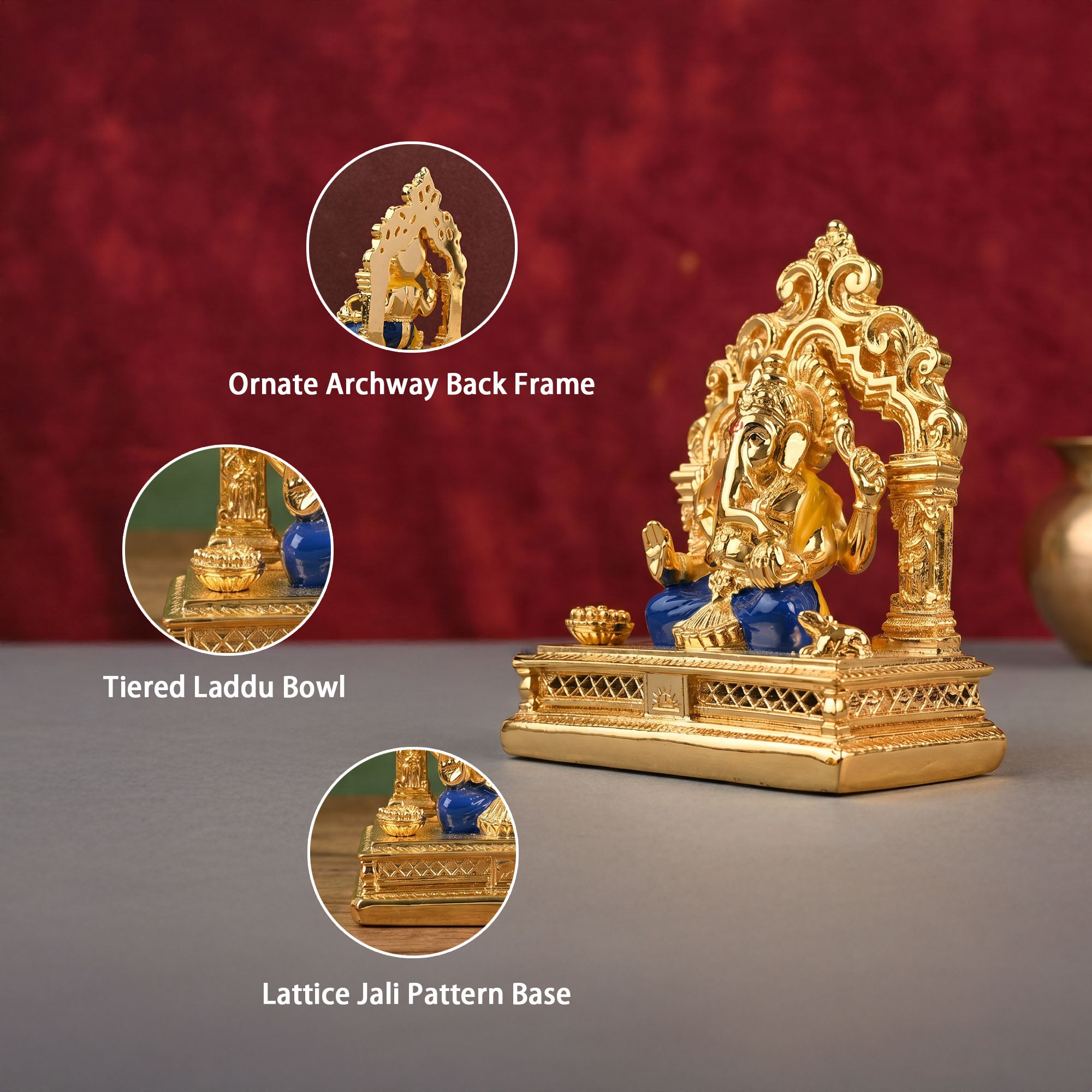 24K Gold Plated Ganesha Arch Figurine