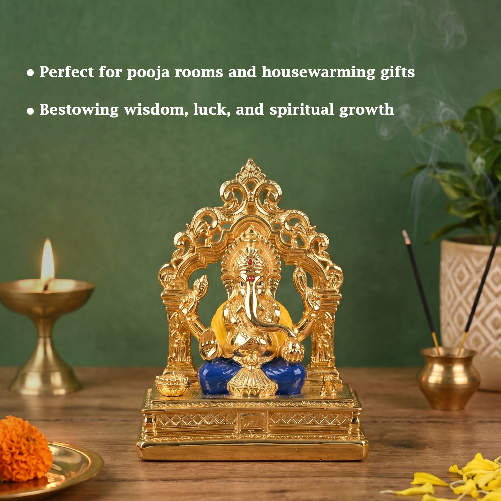 24K Gold Plated Ganesha Arch Figurine