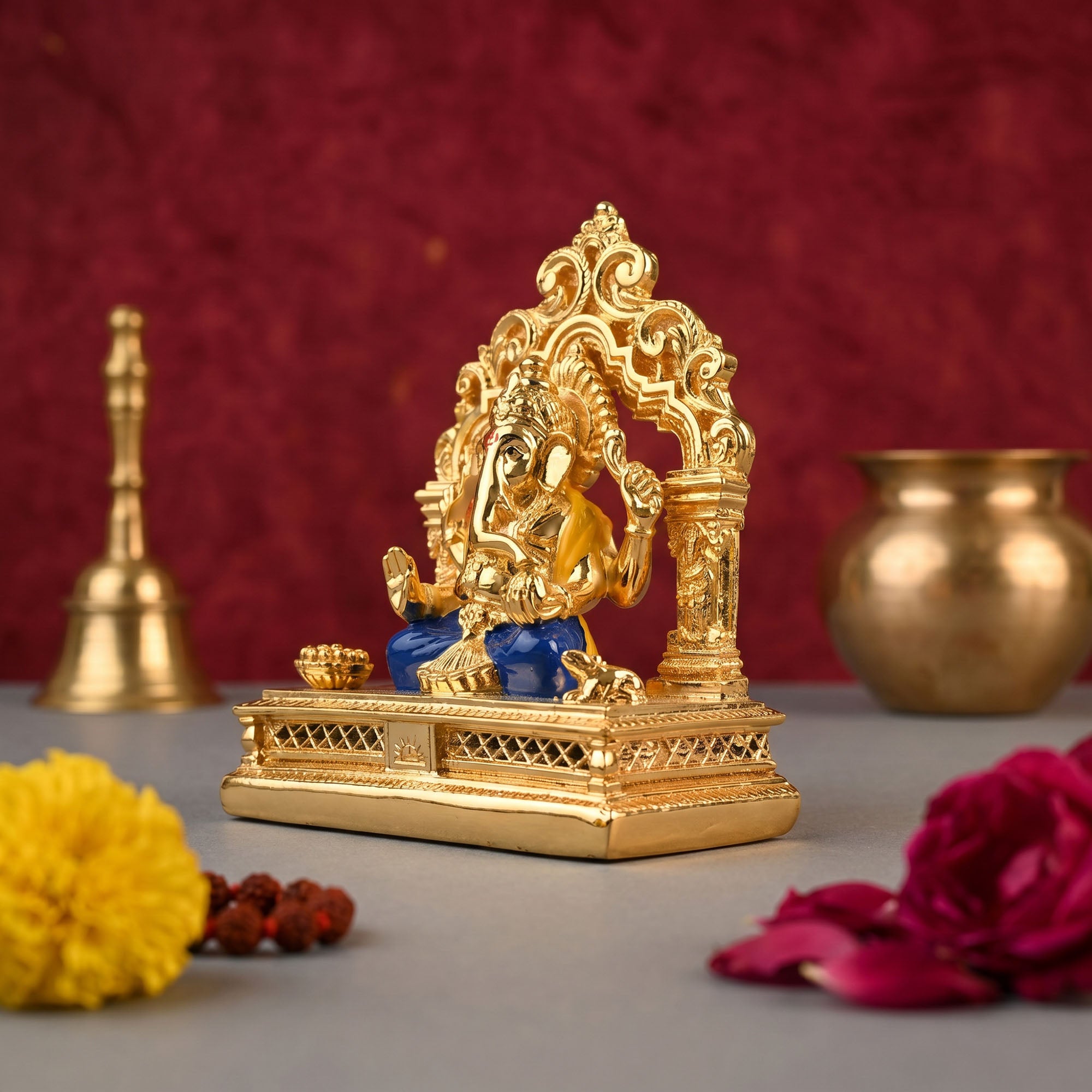 24K Gold Plated Ganesha Arch Figurine