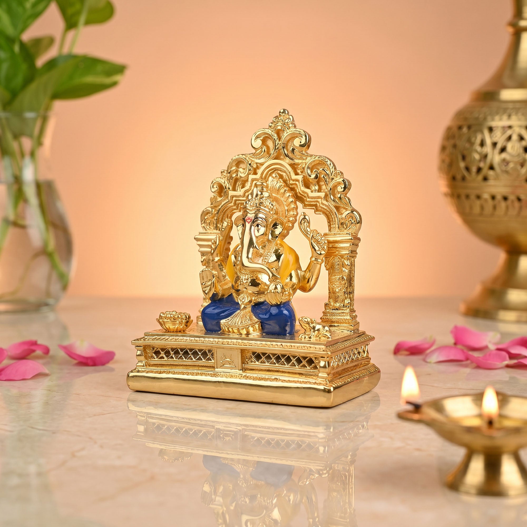 24K Gold Plated Ganesha Arch Figurine
