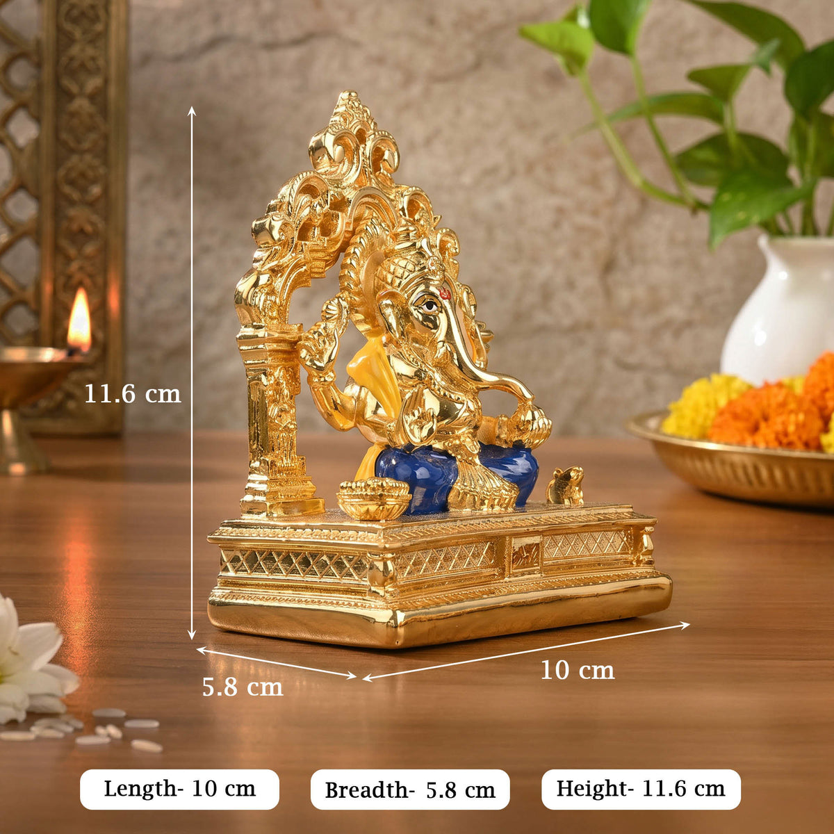 24K Gold Plated Ganesha Arch Figurine