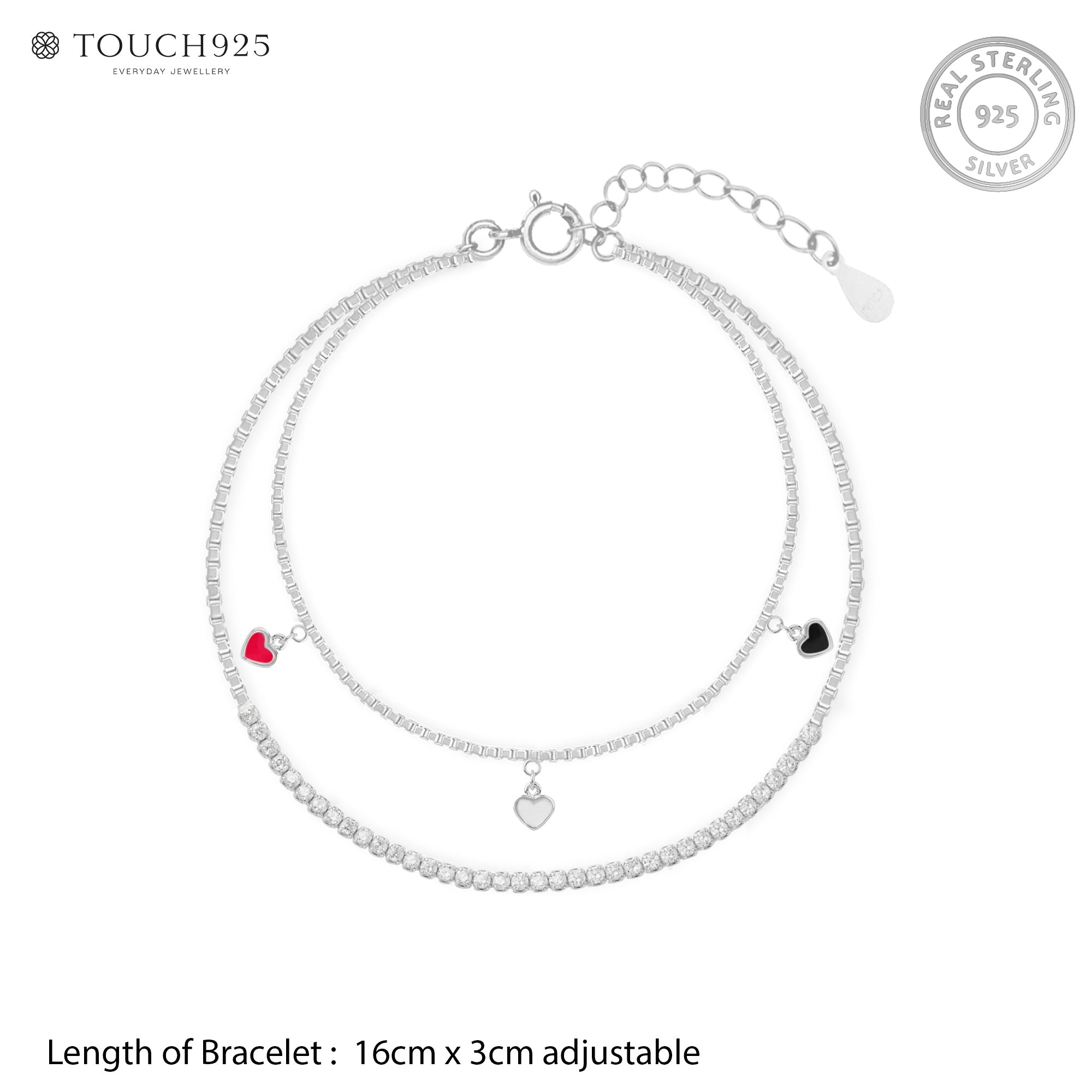 Trio Heart Silver Bracelet