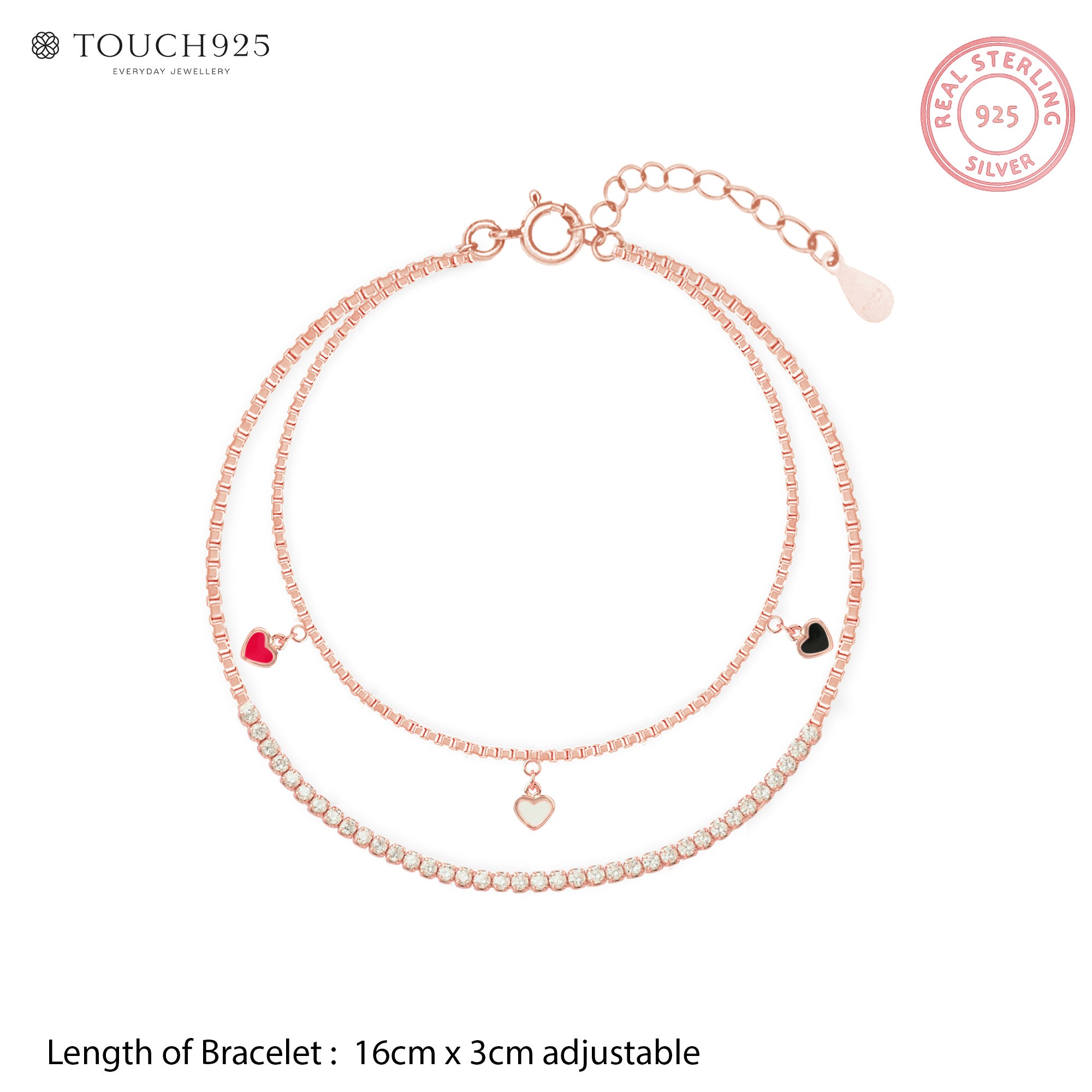 Trio Heart Silver Bracelet