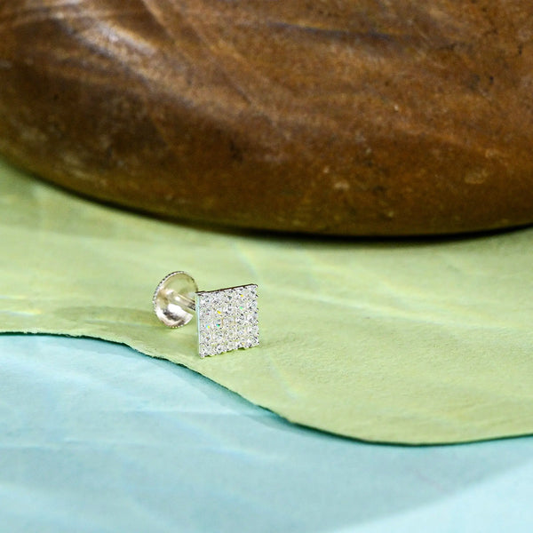 Shimmering Square CZ Nose Pin