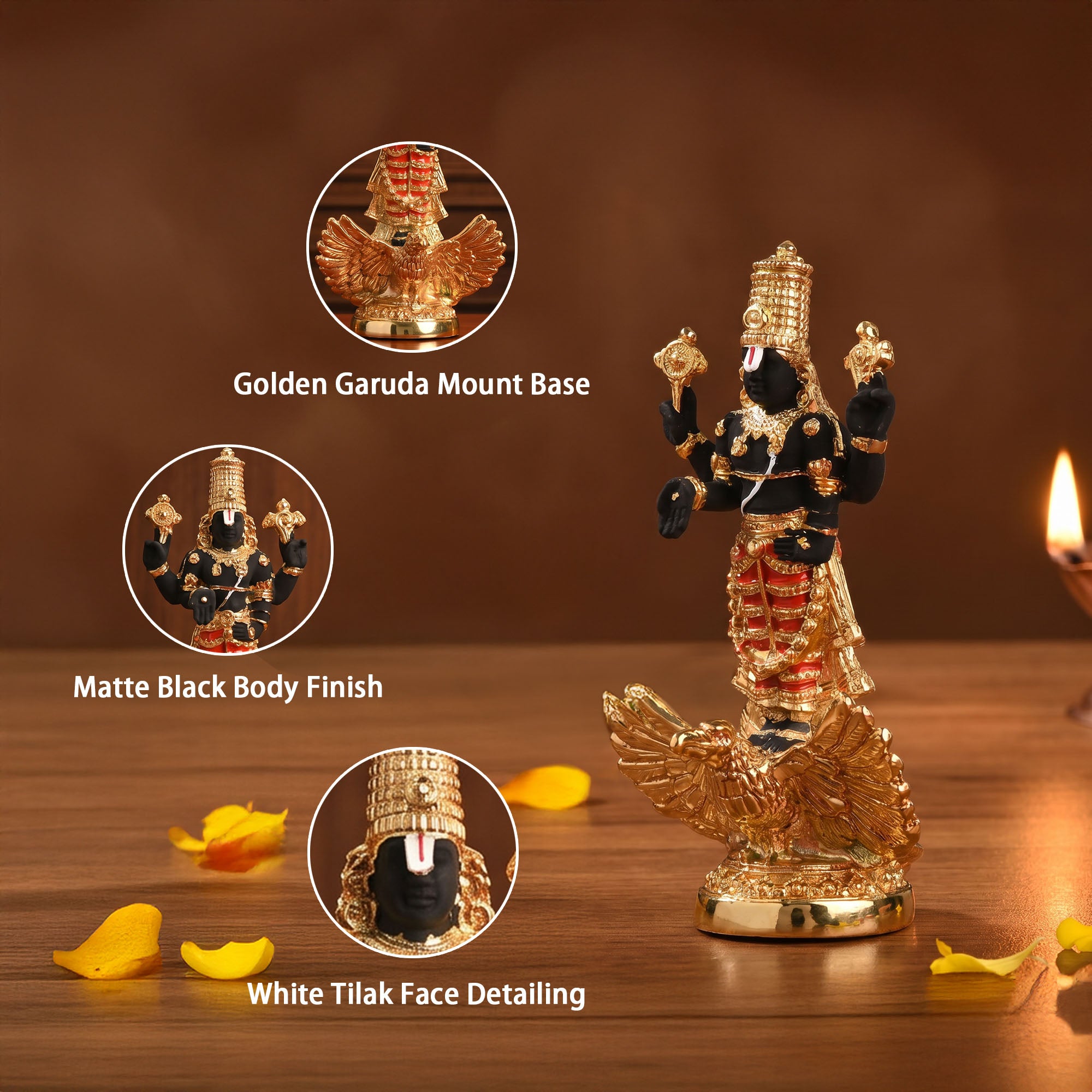 24K Gold Plated Vishnu Garuda Idol