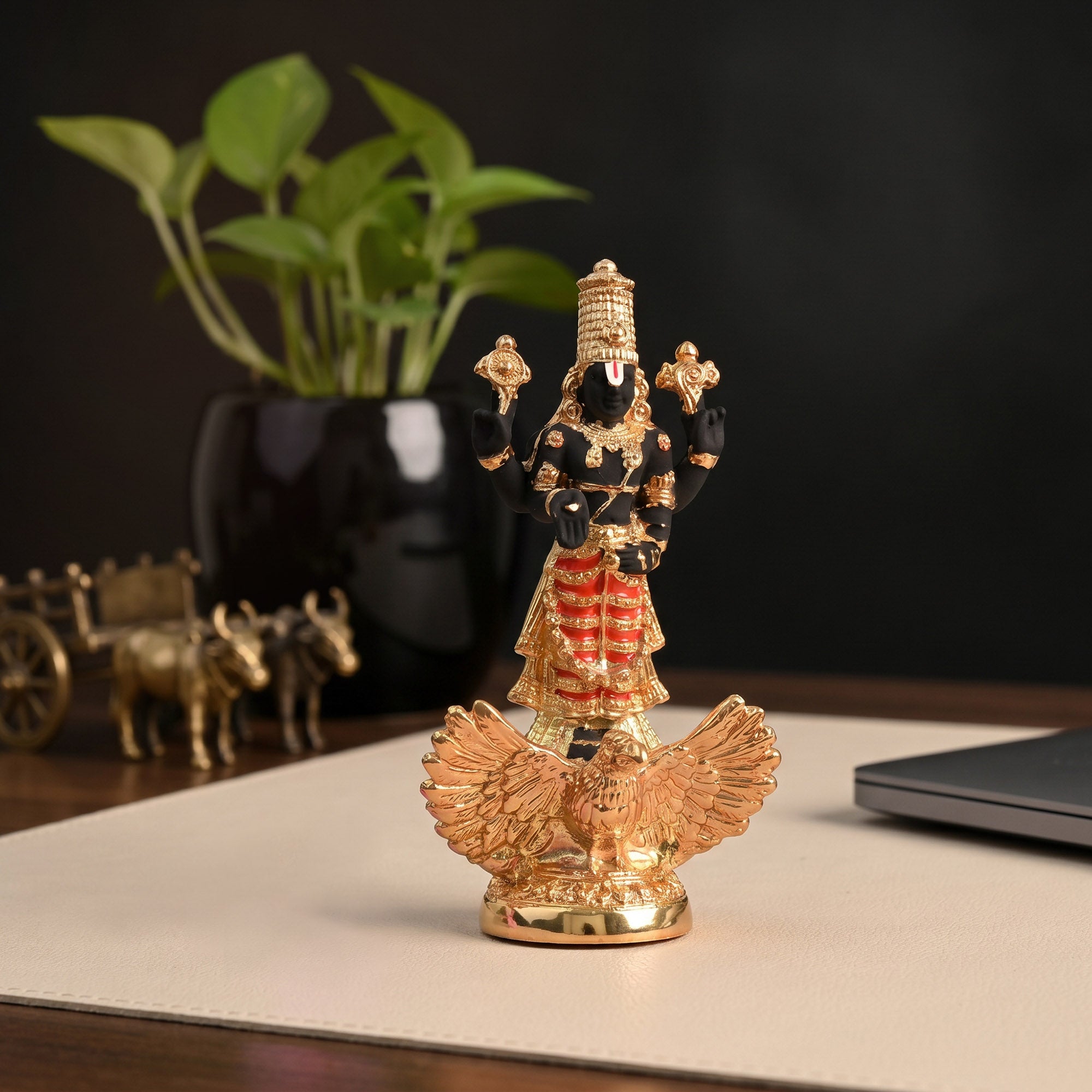 24K Gold Plated Vishnu Garuda Idol
