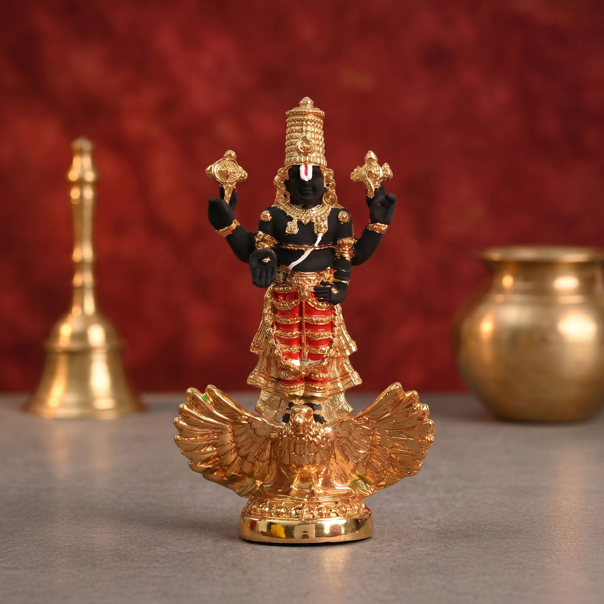 24K Gold Plated Vishnu Garuda Idol