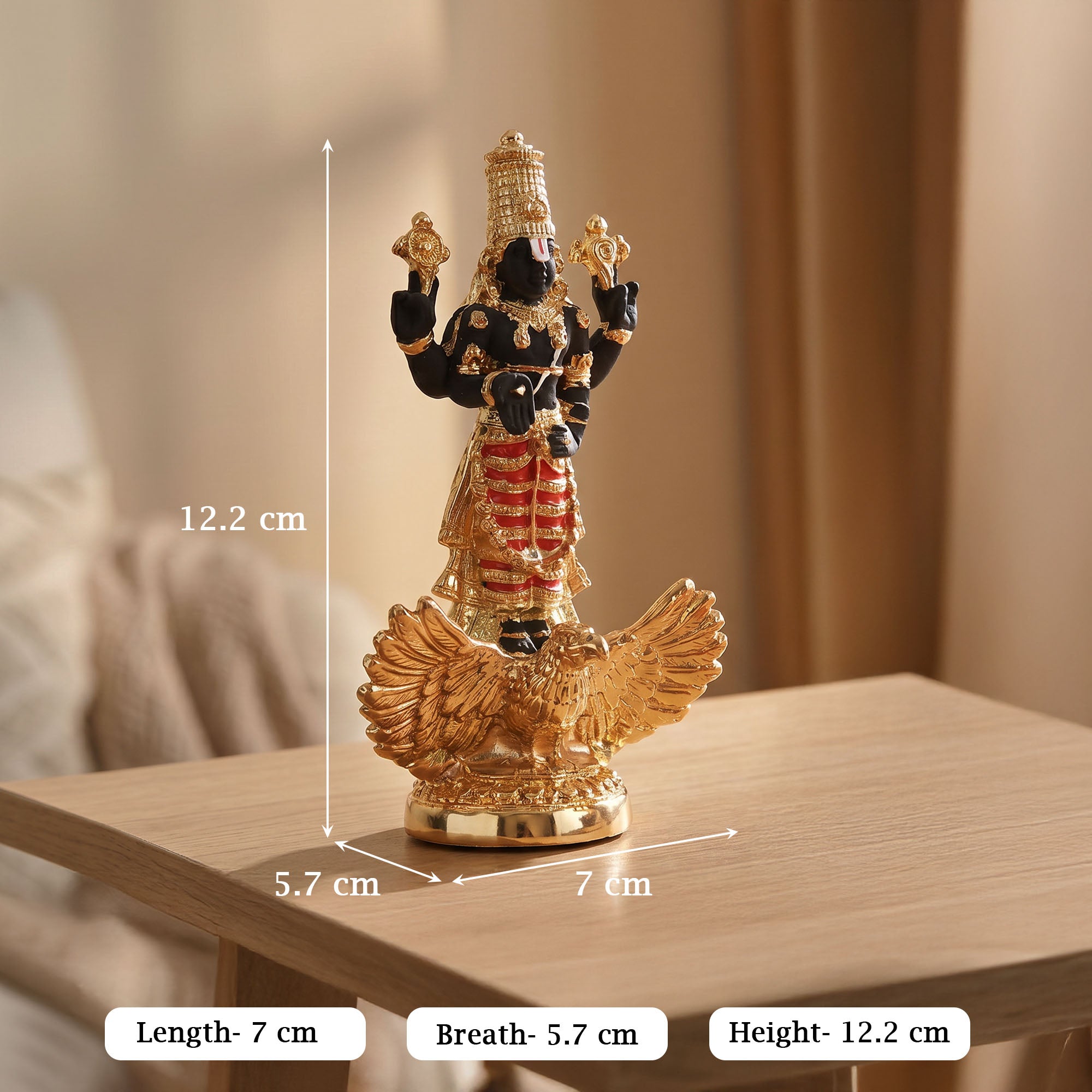 24K Gold Plated Vishnu Garuda Idol