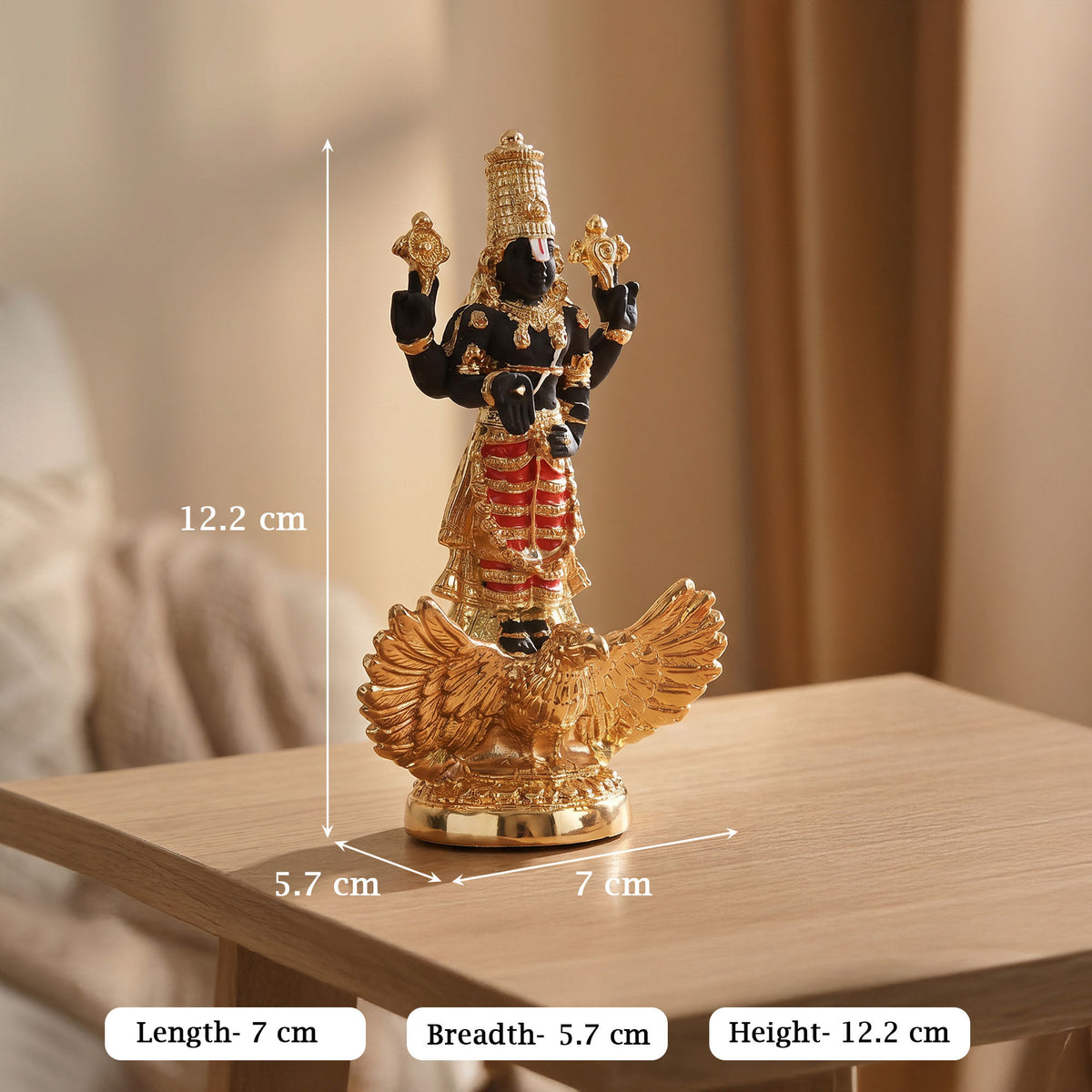24K Gold Plated Vishnu Garuda Idol