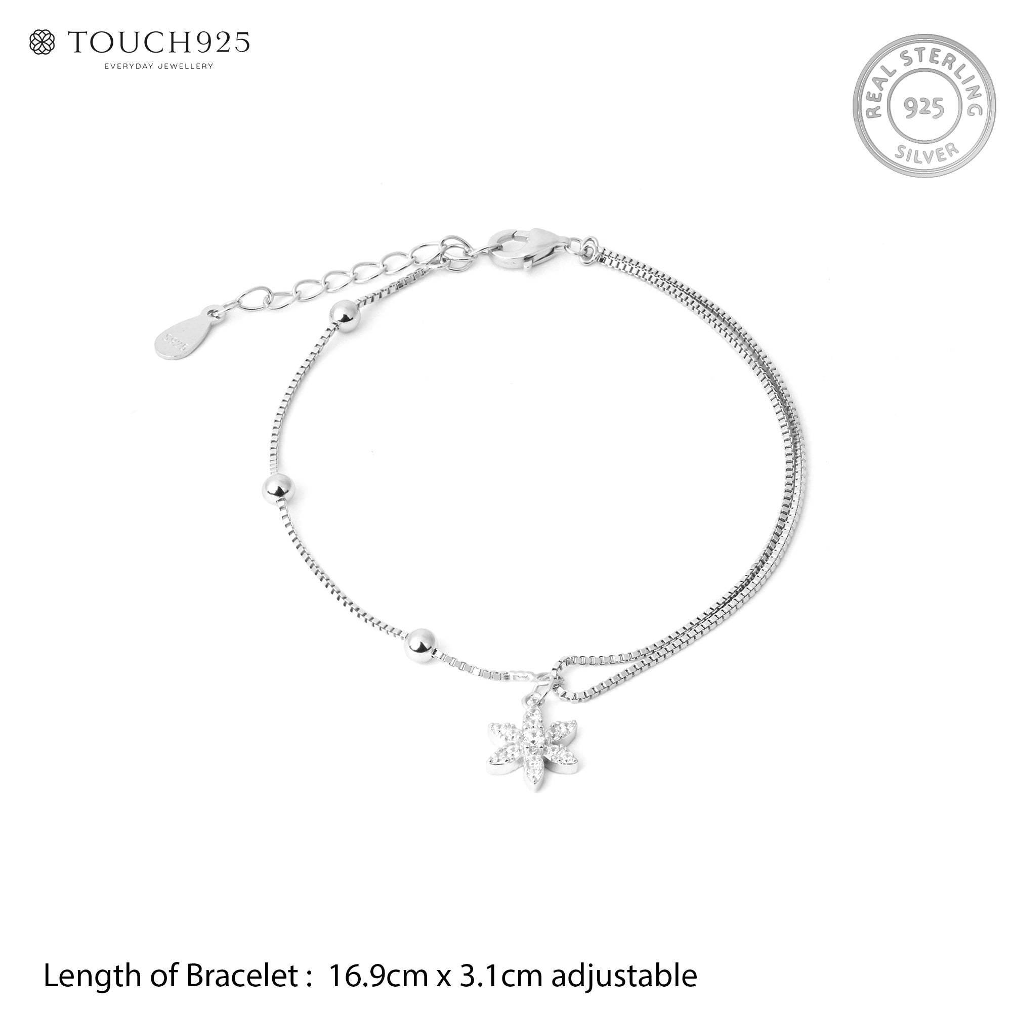 Petal Drop Silver Bracelet