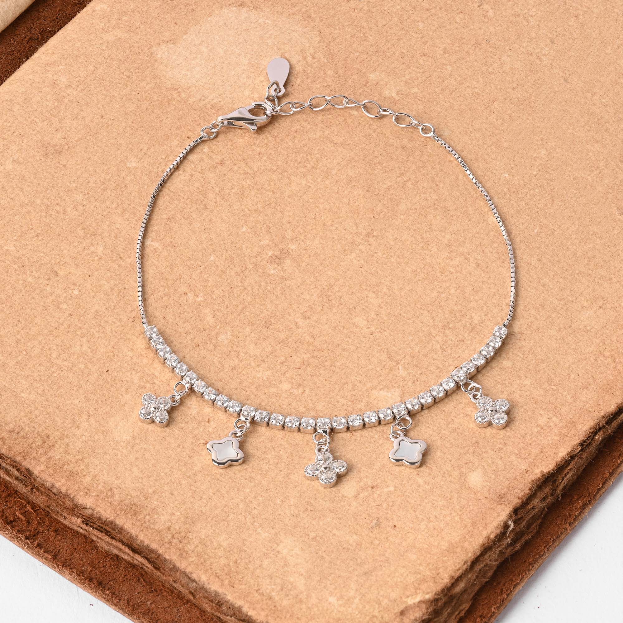 Clover Charm Silver Bracelet
