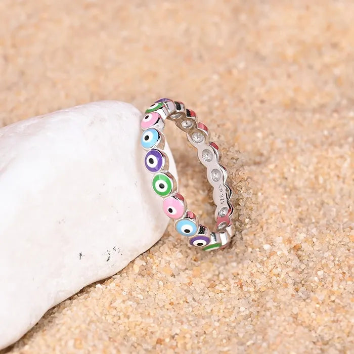 Vibrant Evil Eye Ring - Touch925