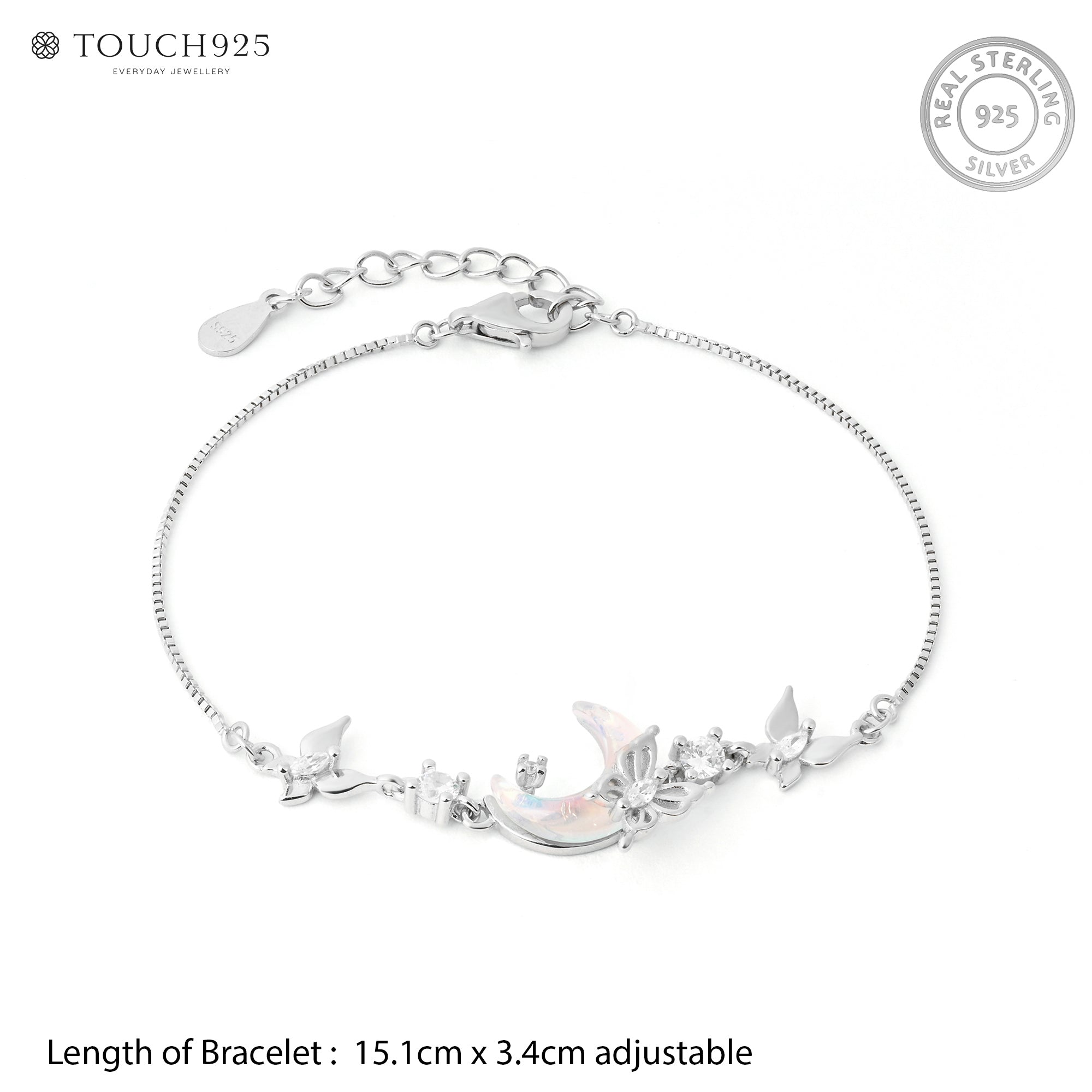 Moon Charm Silver Bracelet