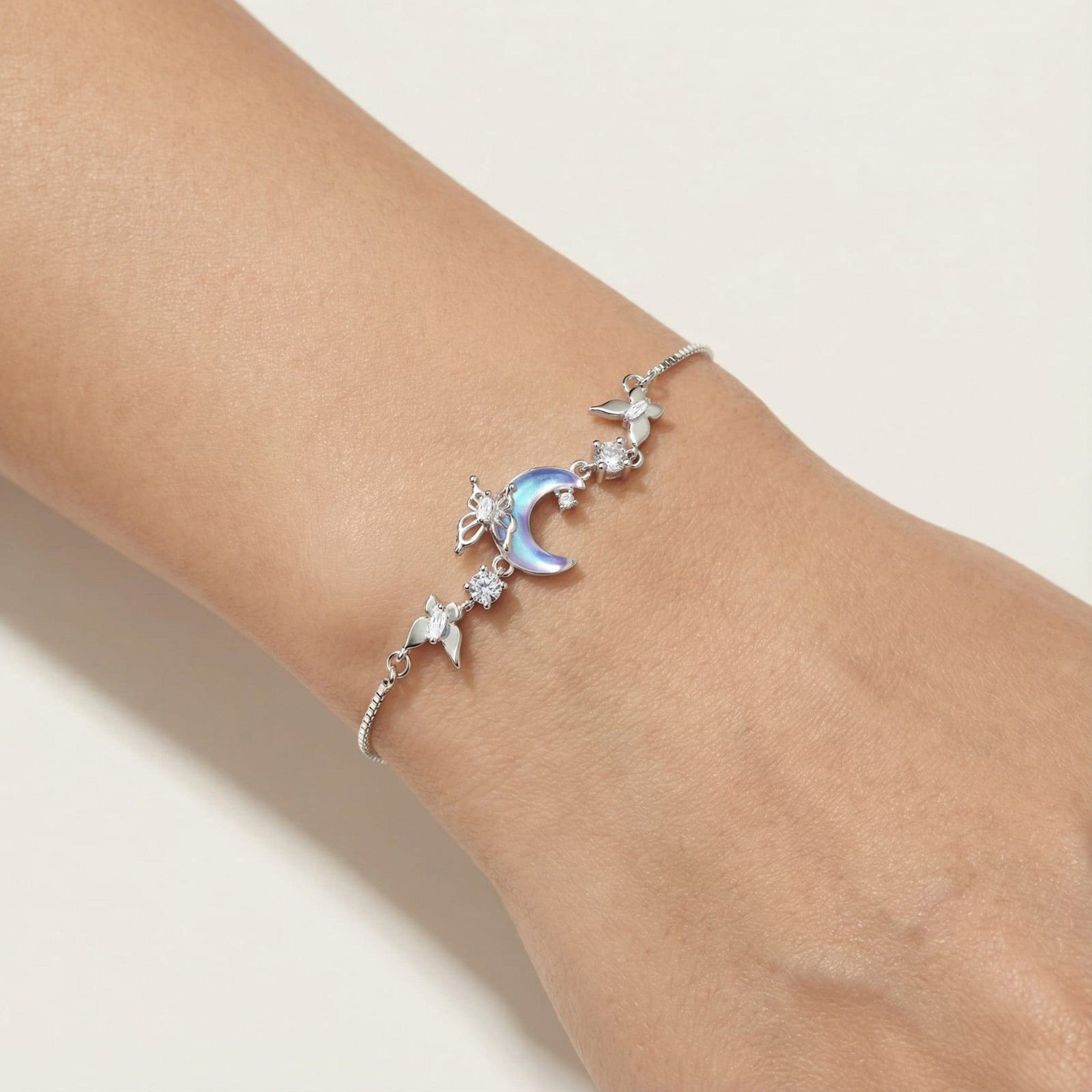 Moon Charm Silver Bracelet