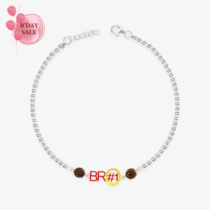 Silver Yellow Hashtag 1 Bro Rakhi - Touch925