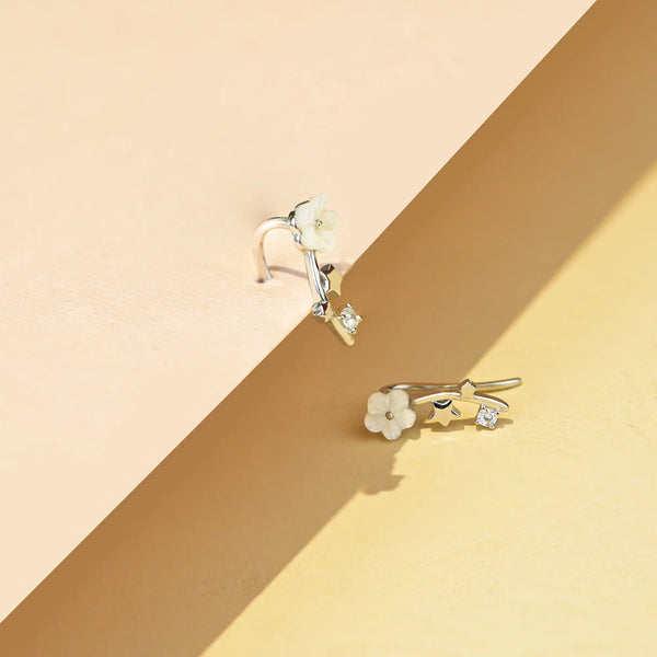 Floral Stem Leaf Earrings