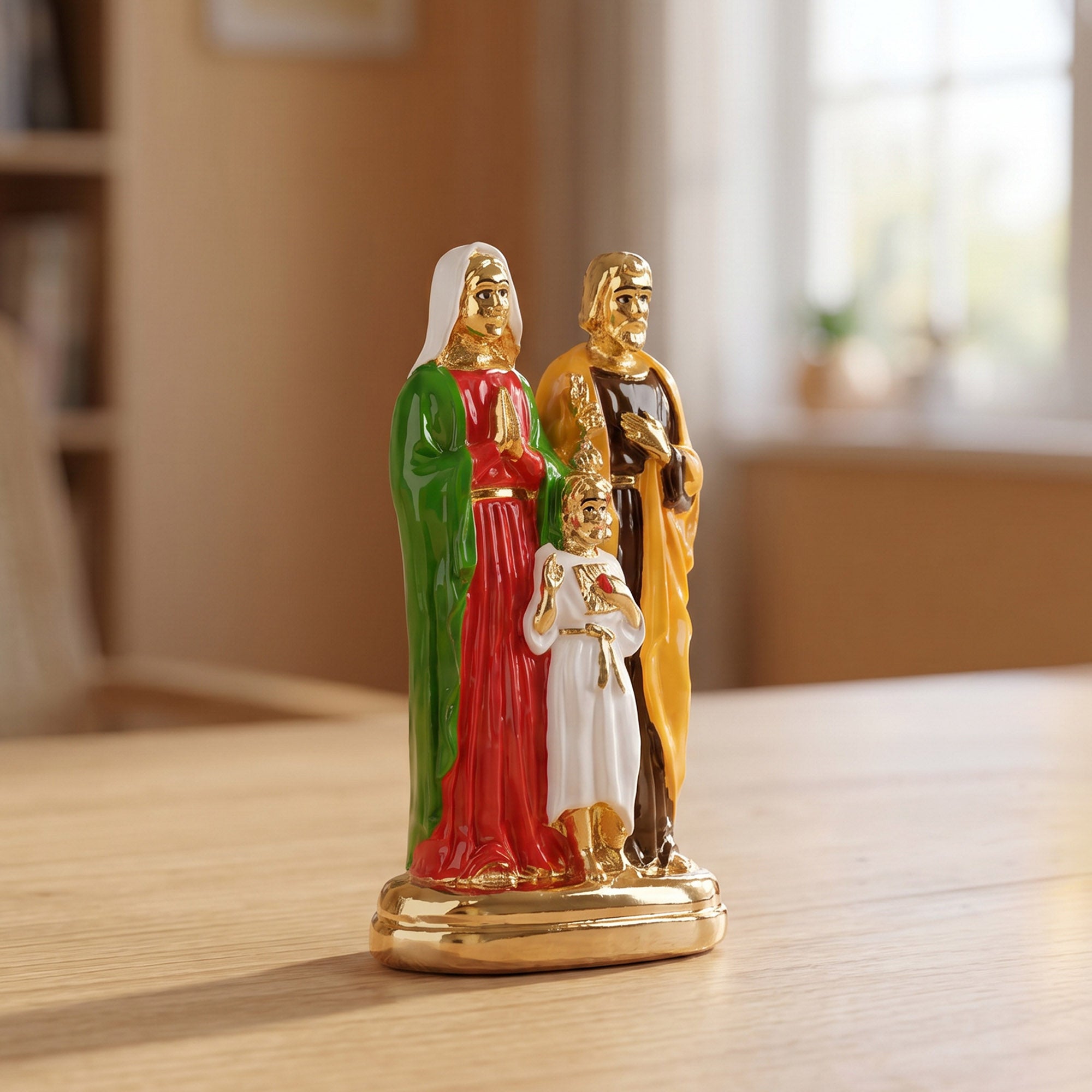 24K Gold Plated Holy Family Figurine