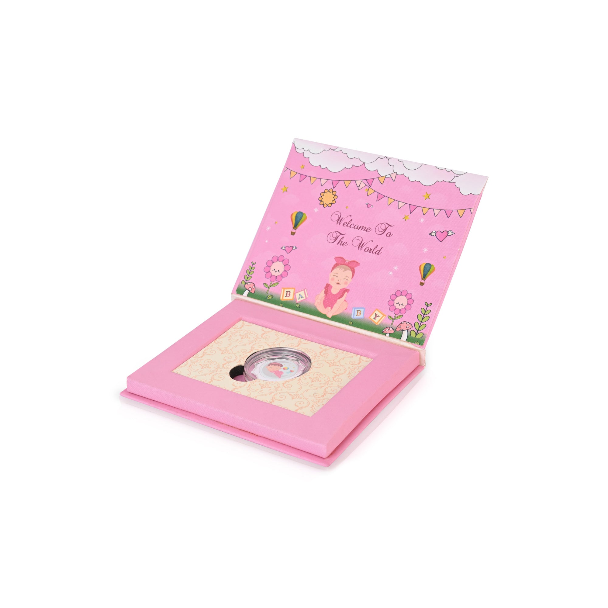 999 Silver Welcome Baby Girl Coin Box