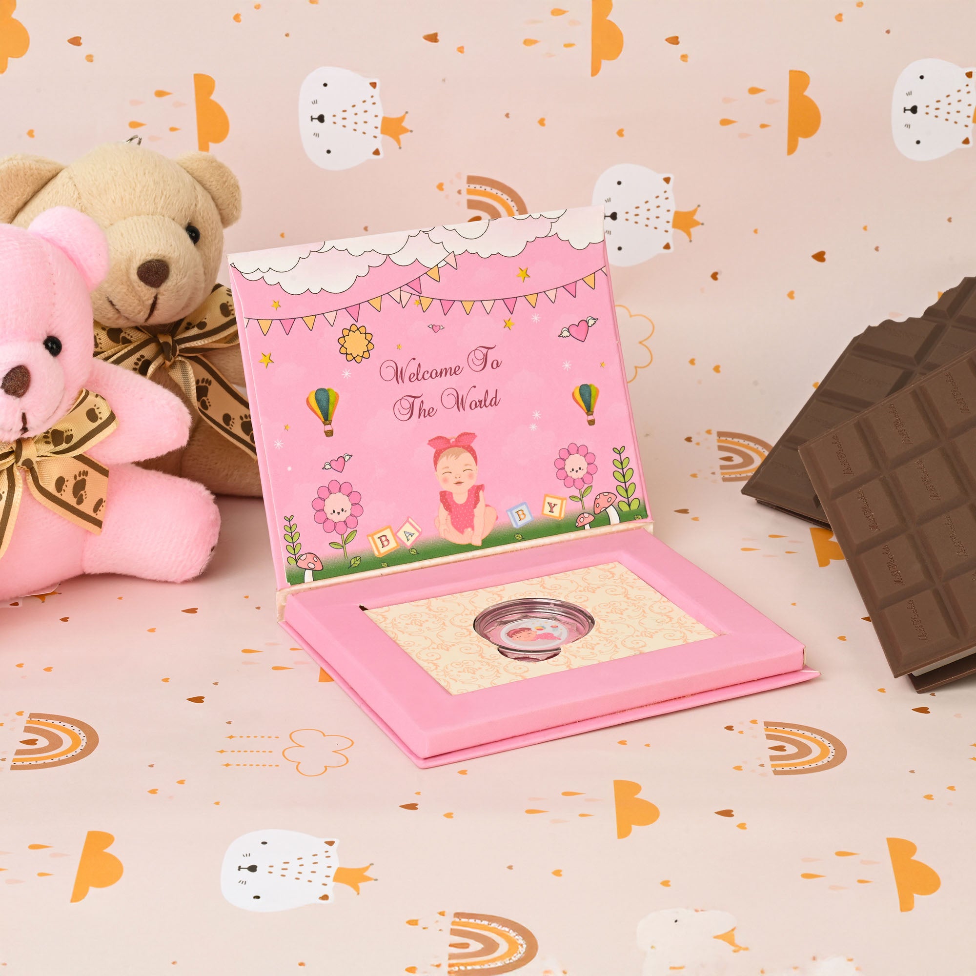 999 Silver Welcome Baby Girl Coin Box