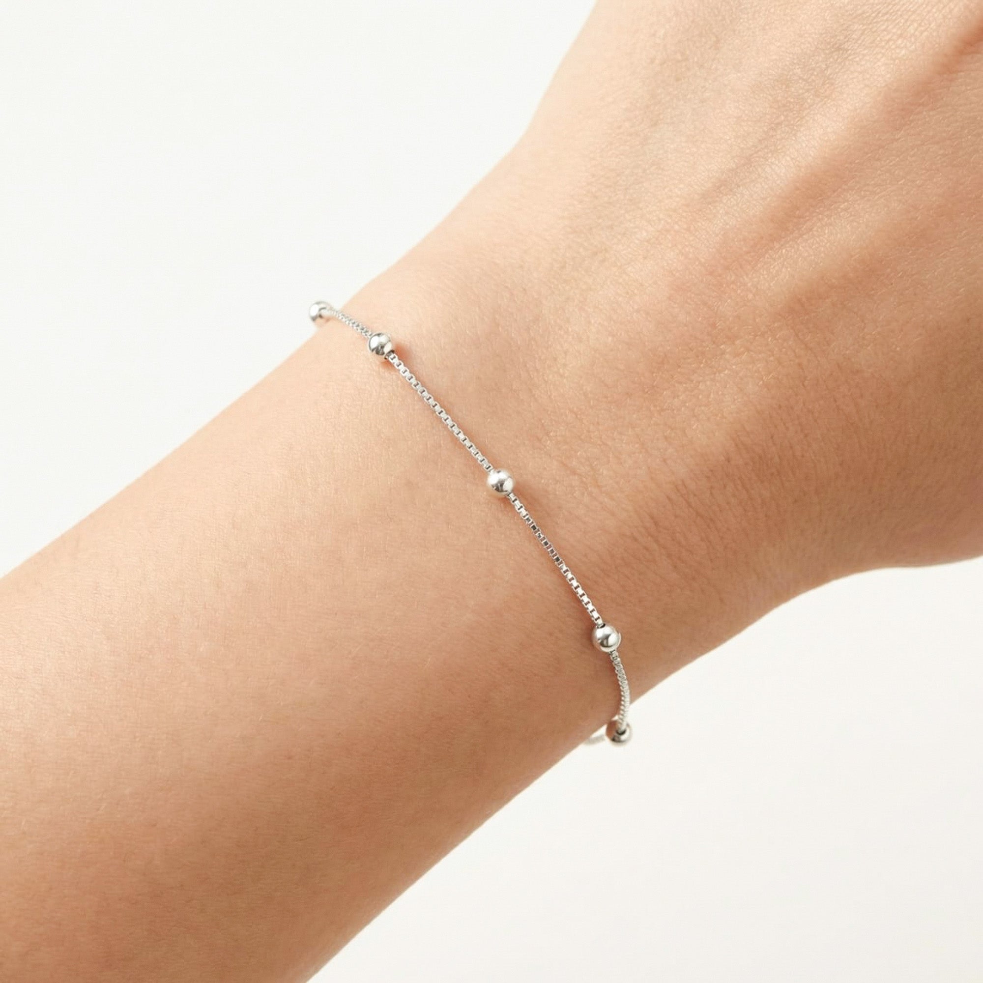 Tiny Bead Silver Bracelet