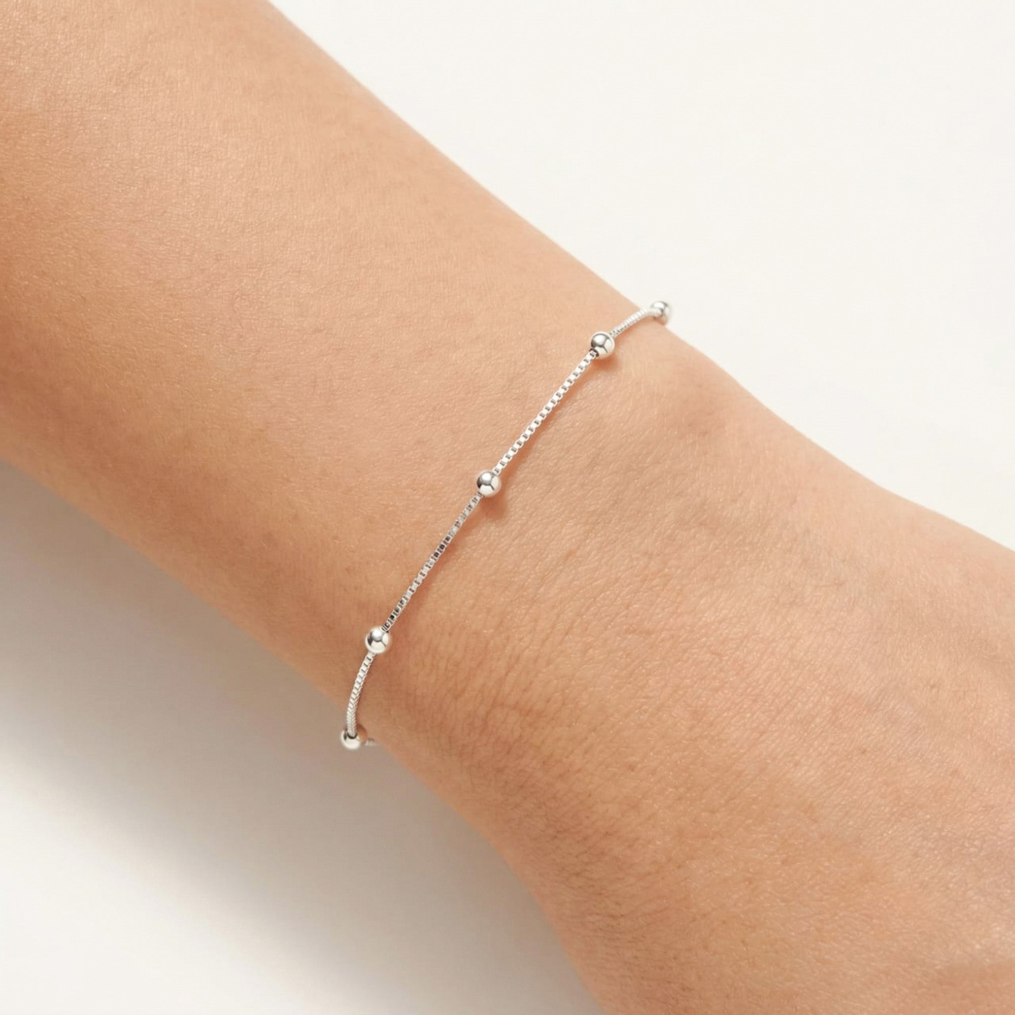 Tiny Bead Silver Bracelet