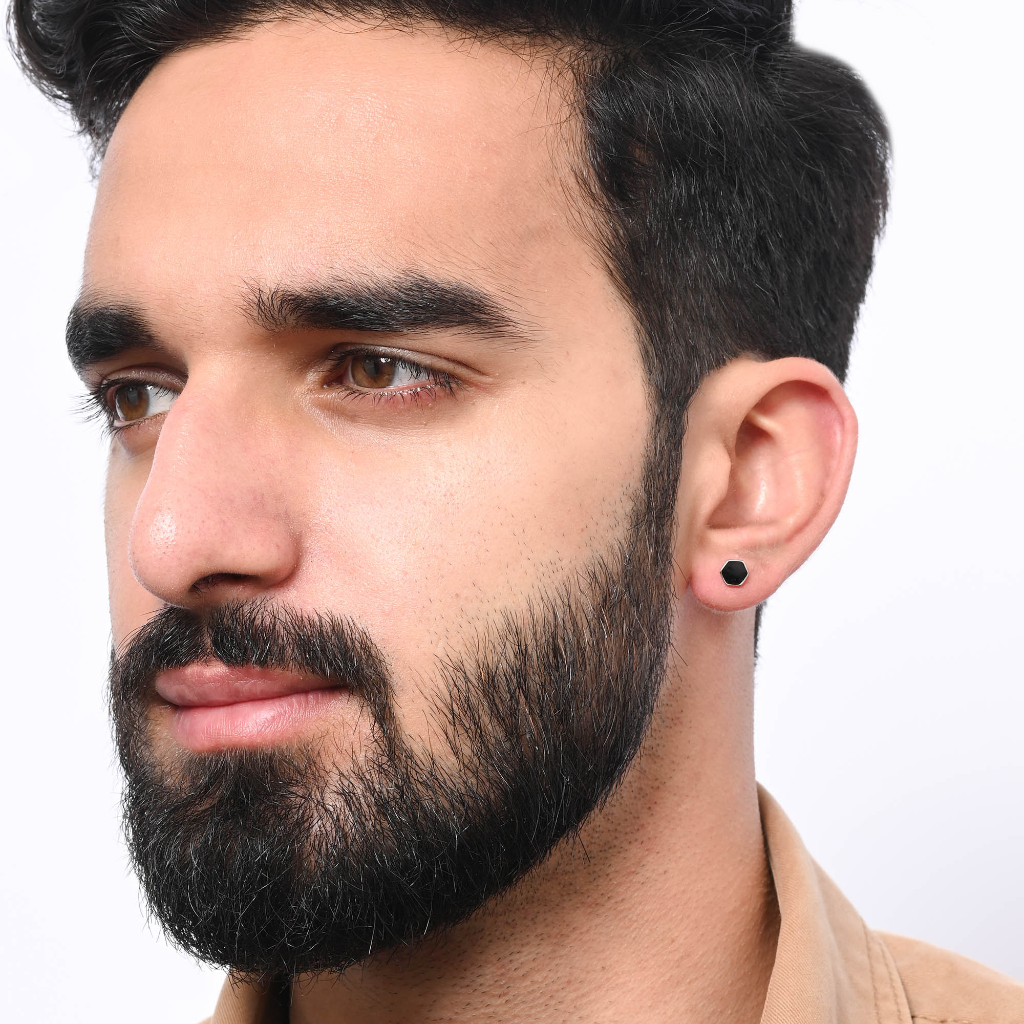 Midnight Hexagon Studs