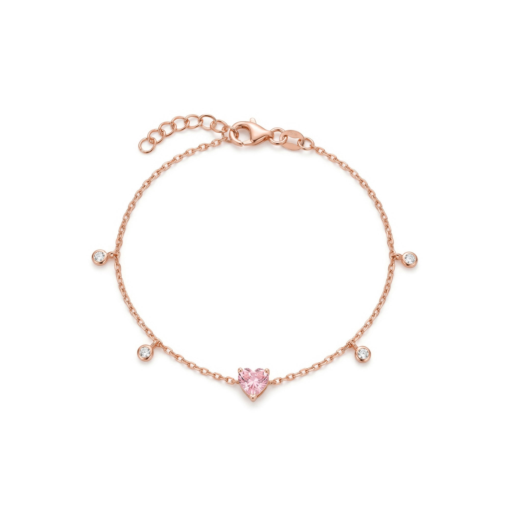 Pink Heart Silver Bracelet