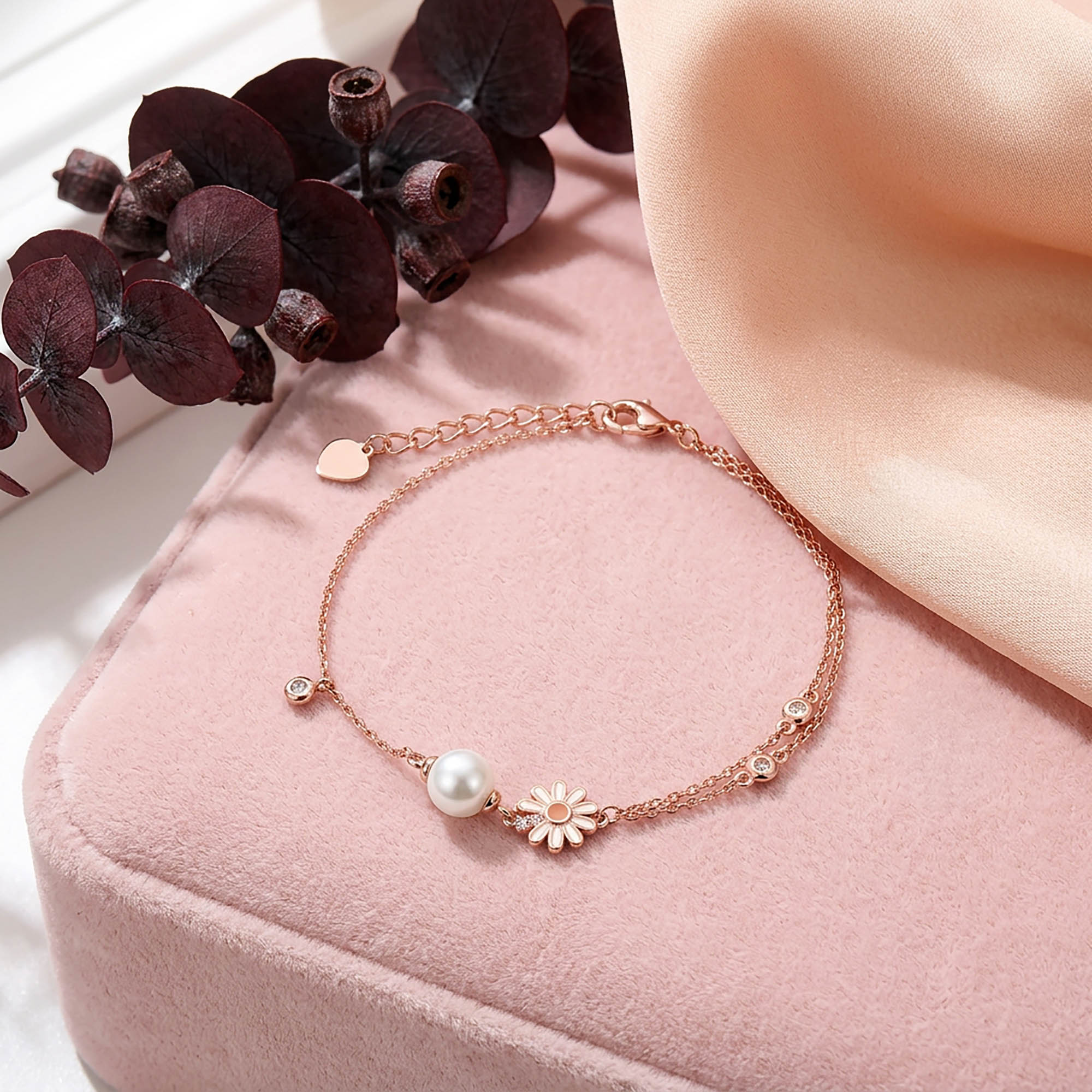 Daisy Pearl Charm Bracelet