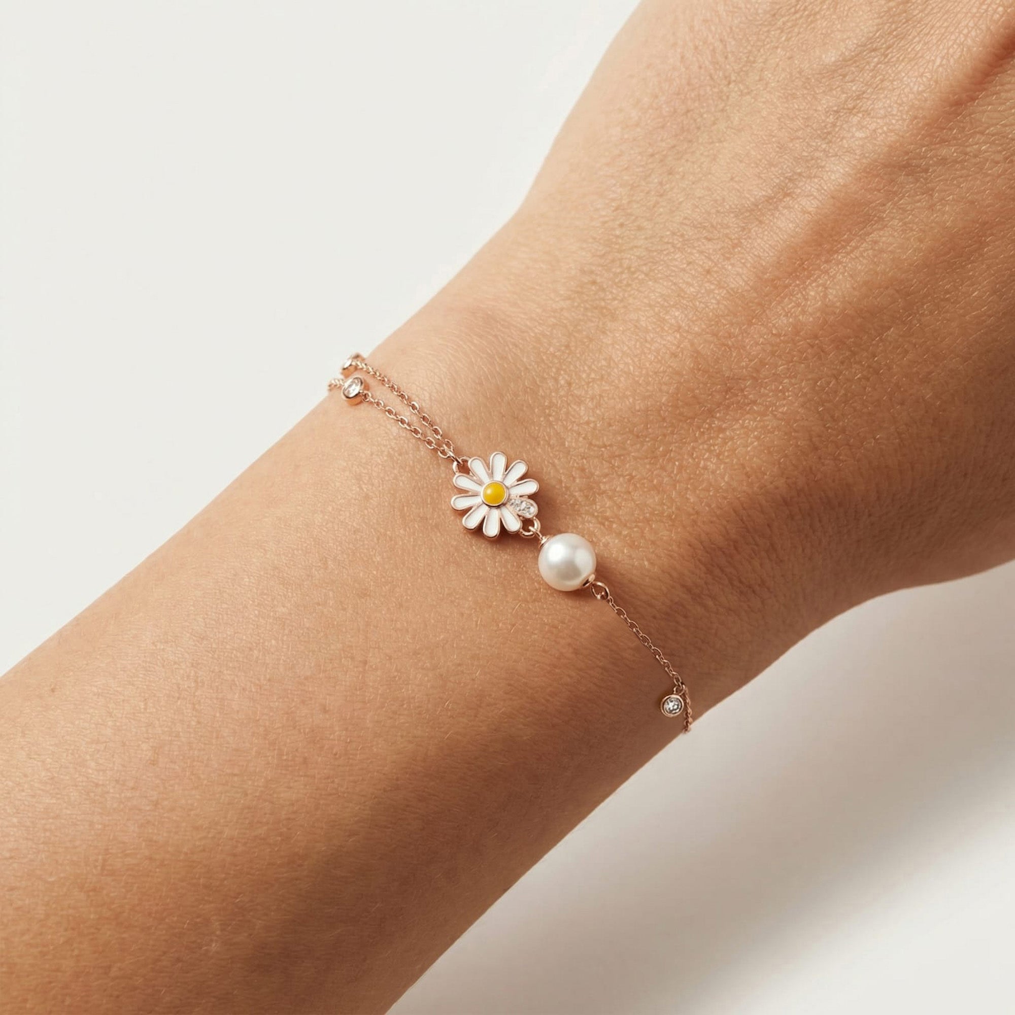 Daisy Pearl Charm Bracelet