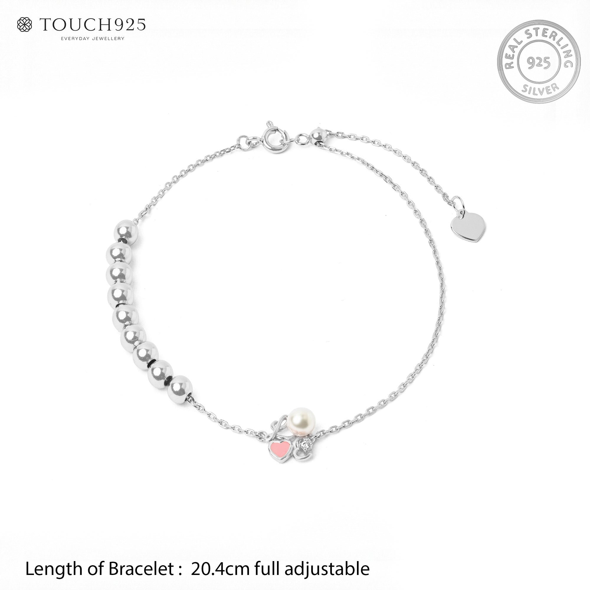 Heart Bead Silver Bracelet